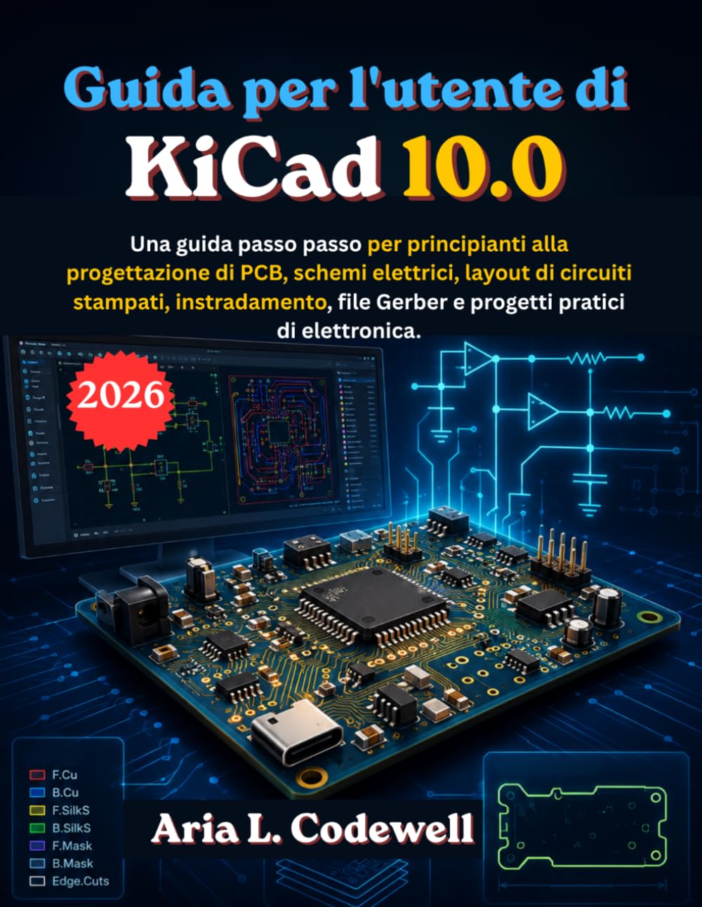 Guida per l'utente di KiCad 10.0: Una guida passo passo per principianti alla progettazione di PCB, schemi elettrici, layout di circuiti stampati, ... Gerber e progetti pratici di elettronica.