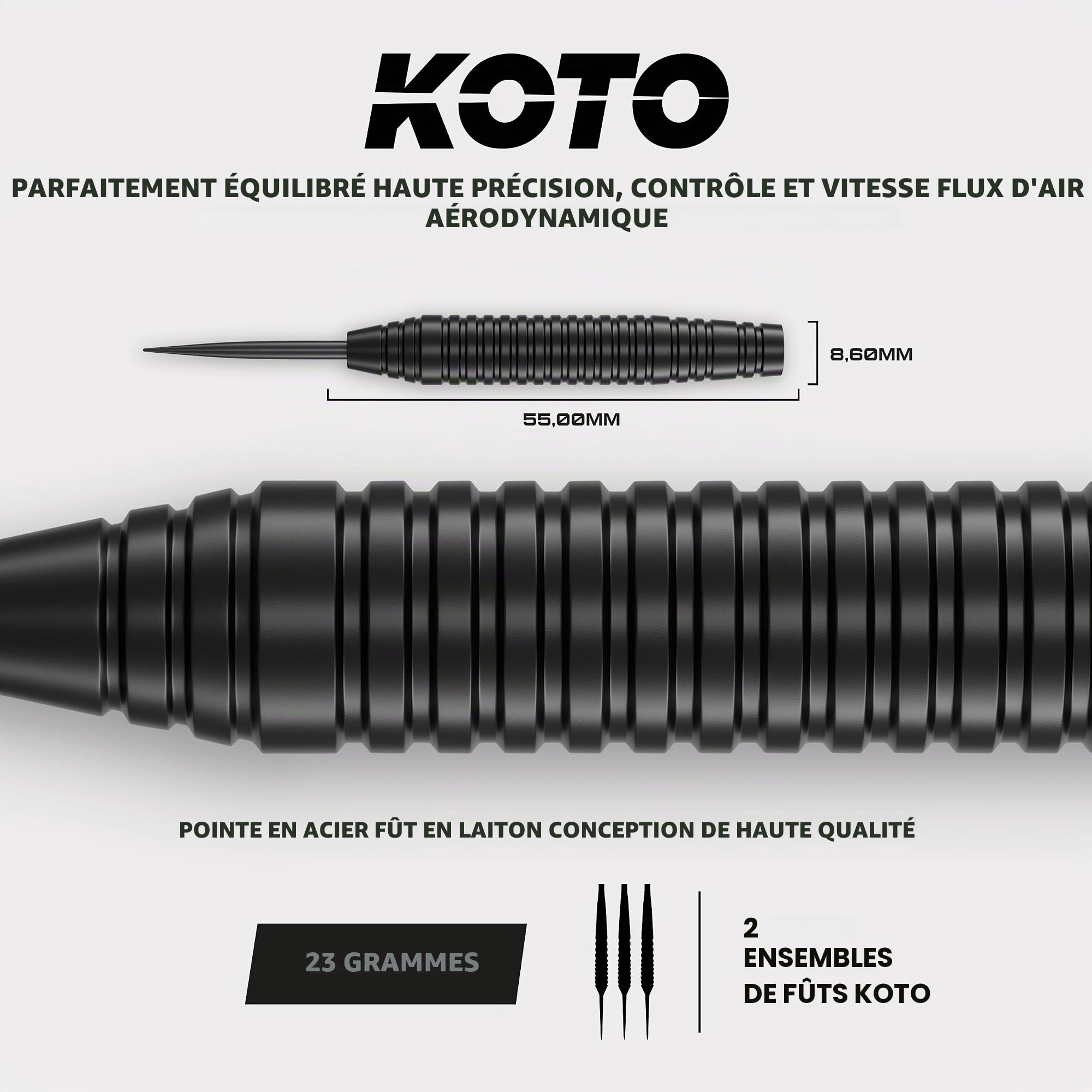 KOTO King Pro Edition Cible de fléchettes avec Surround & Kit d'accessoires Steeltip 90 pièces, 2 jeux de fléchettes 23 G