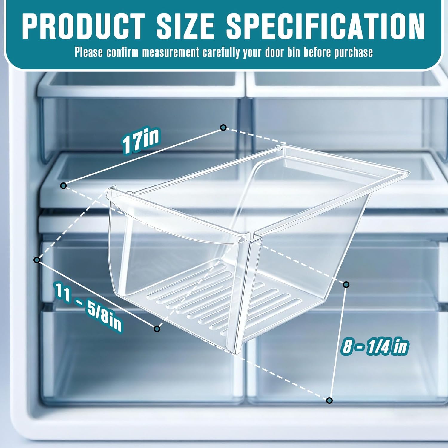 Upgraded 240337103 Refrigerator Crisper Drawer Replacement Compatible with Frigidaire Kenmore Refrigerator, Frigidaire Drawer Replacement for 240337102 240337105 240337107 240337108 240337109(Clear)
