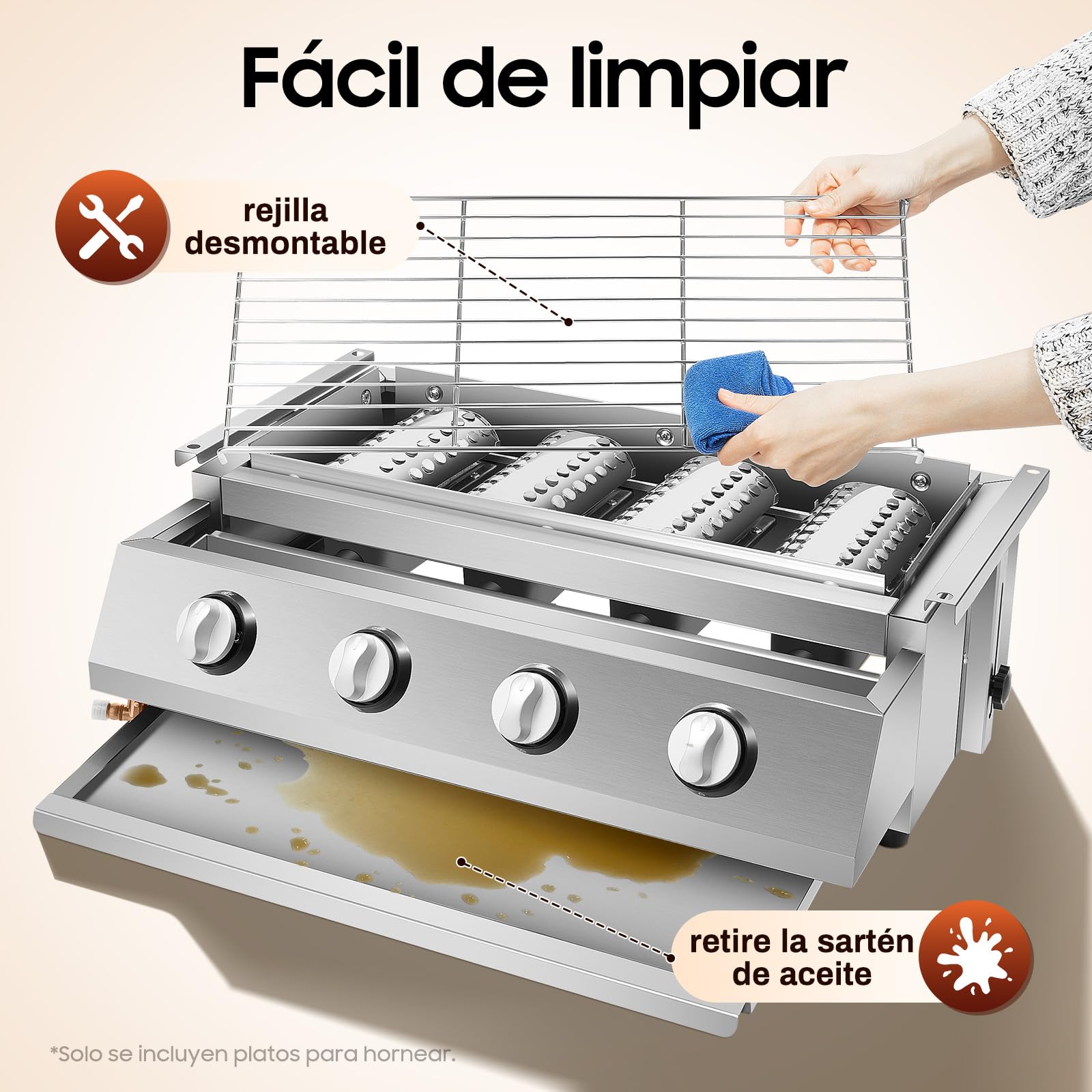 Barbacoas de gas natural, sin humo, barbacoa de mesa, barbacoa desmontable, barbacoa de camping, barbacoa de camping con depósito de aceite, para patio trasero, jardín, terraza, balcón, 58 x 40 x 20