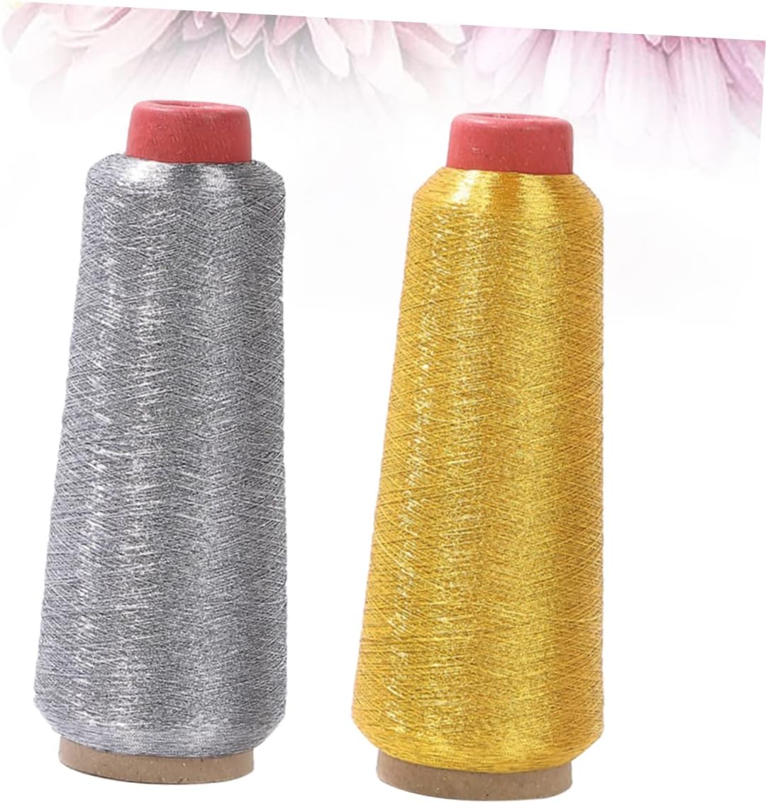 OSALADI 2 Rolls Computer Embroidery Thread 10m Cross Stitch Floss for Machine Embroidery Multi-Function Gold and Silver Colors for Crafting and Sewing Projects