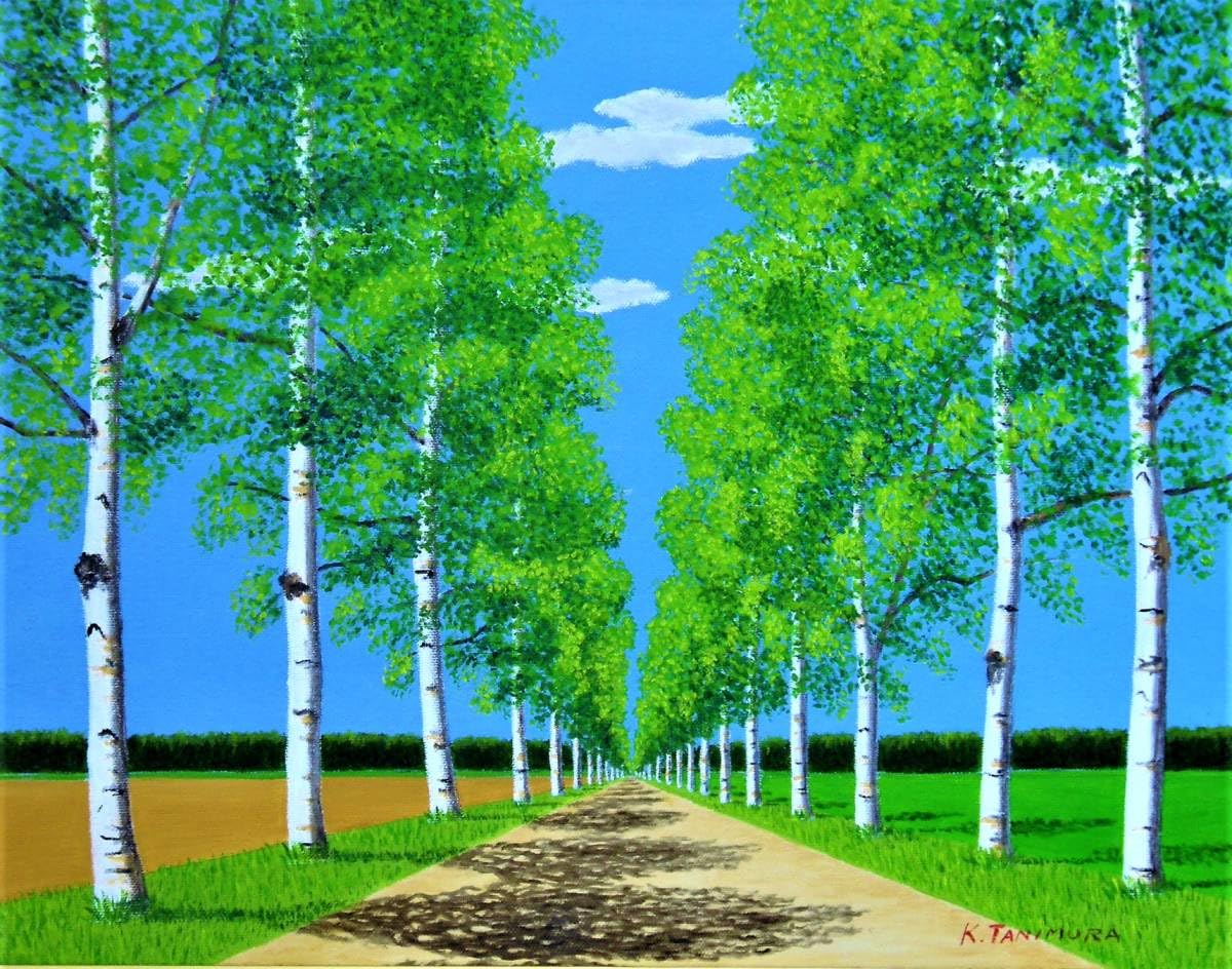 ★北海道・白樺並木・谷村一男肉筆油彩画・F6 Amazon.co.jp: 北海道白樺並木谷村一男肉筆油彩画F6額付