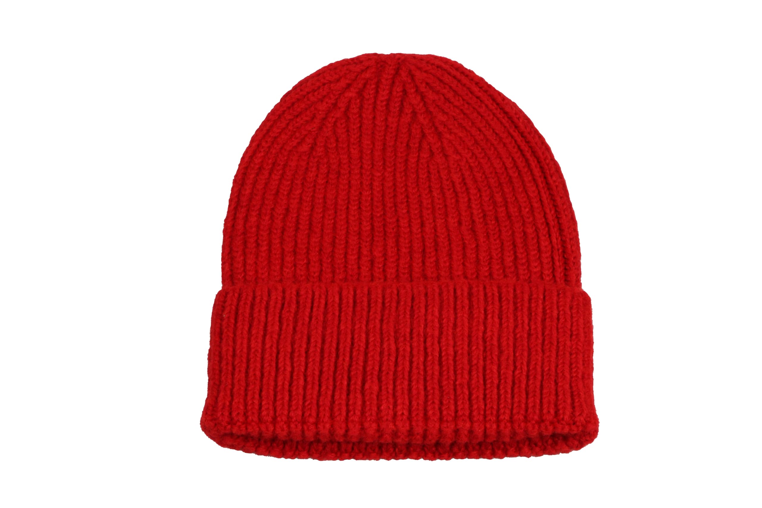 Hatsquare Unisex Red Seamless Beanie Cap - Acrylic Winter Cuffed Knit Super Soft Beanie