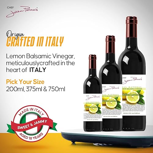 Miniatura 6 de Chef Jean Pierre's Vinagre balsámico italiano – 12.5 oz (12.7 fl oz) rico sabor a limón, 12 años de edad tradicional en barril – Ideal para mejorar