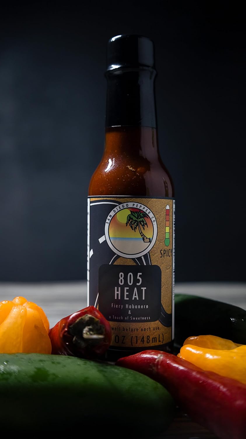 San Diego Pepper Company 805 Heat Hot Sauce, Sweet and Spicy Habanero Sauce, Made in San Diego With Only Natural Ingredients, Gluten Free, Vegan, No Artificial Thickeners or Preservatives 5oz image 3