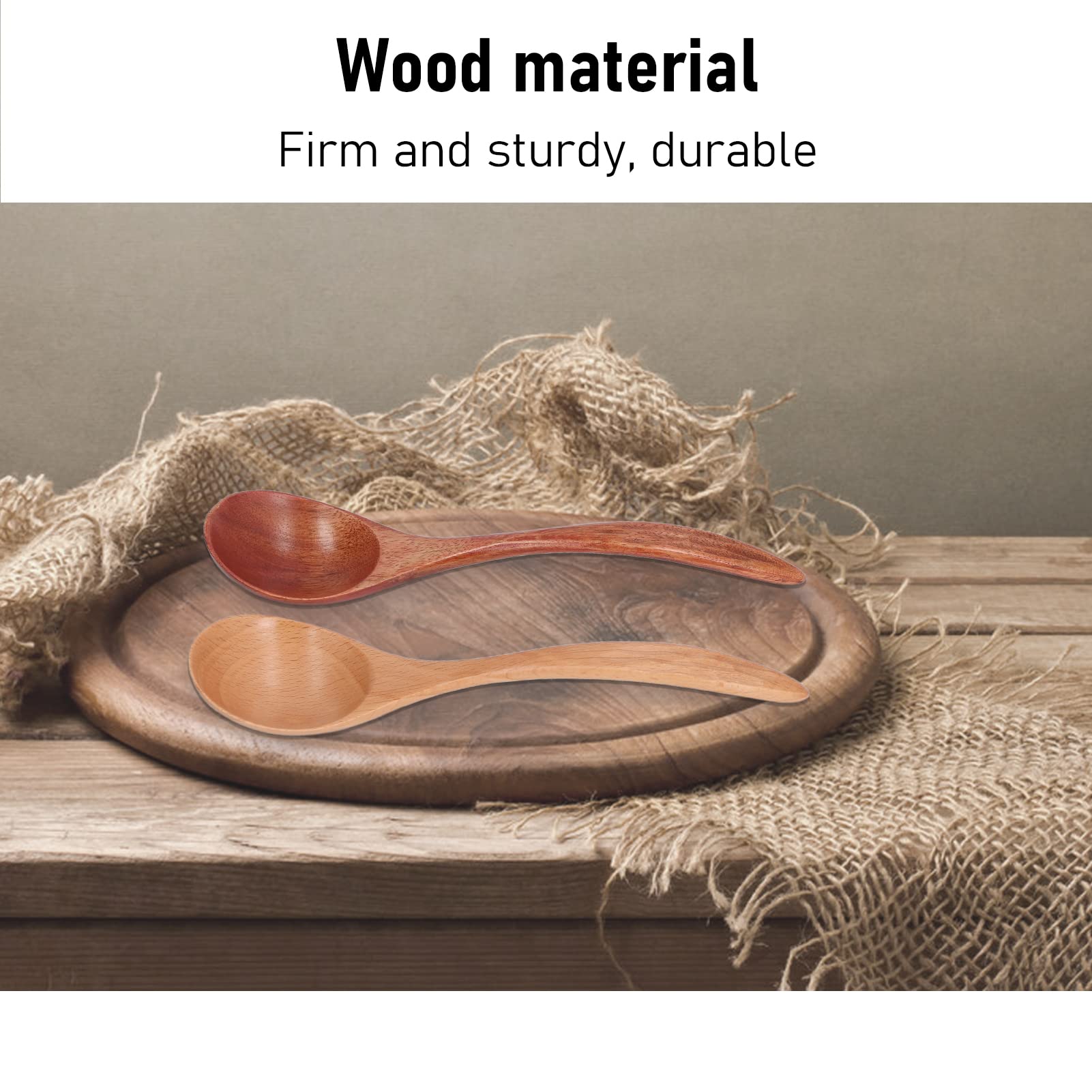 4pcs Small Wooden Spoons, 7in Wood Soup Spoons for Eating Wooden Teaspoon Long Handle Spoon Serving Table Spoons for Coffee Tea Jam