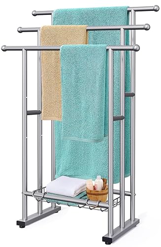 40" Tall Freestanding Towel Racks for Bathroom, 3 Tier Floor