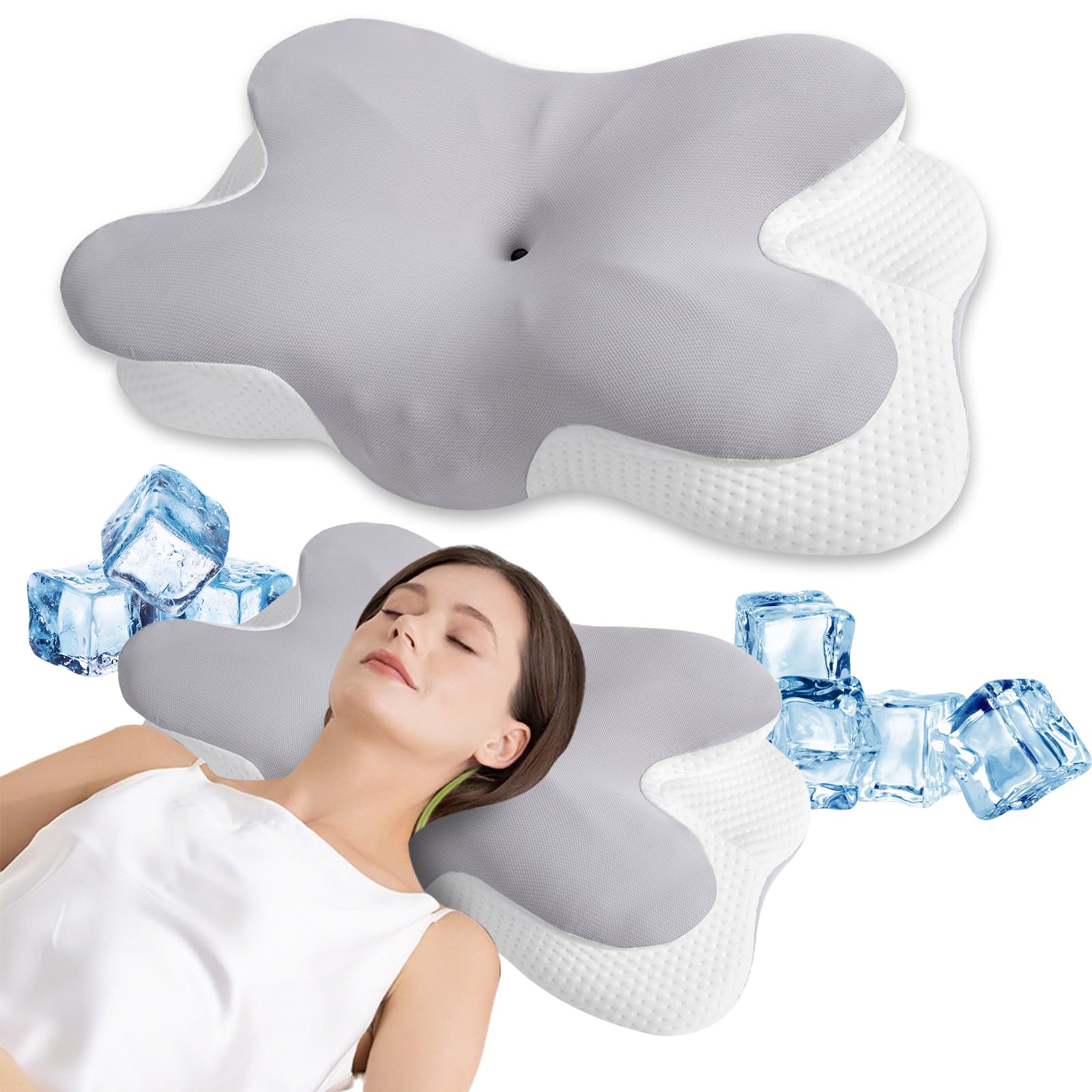 Cervical Memory Foam Butterfly Pillow for Neck Pain Relief Ergonomic Orthopedic Pillow for Side Back Stomach Sleepers Breathable