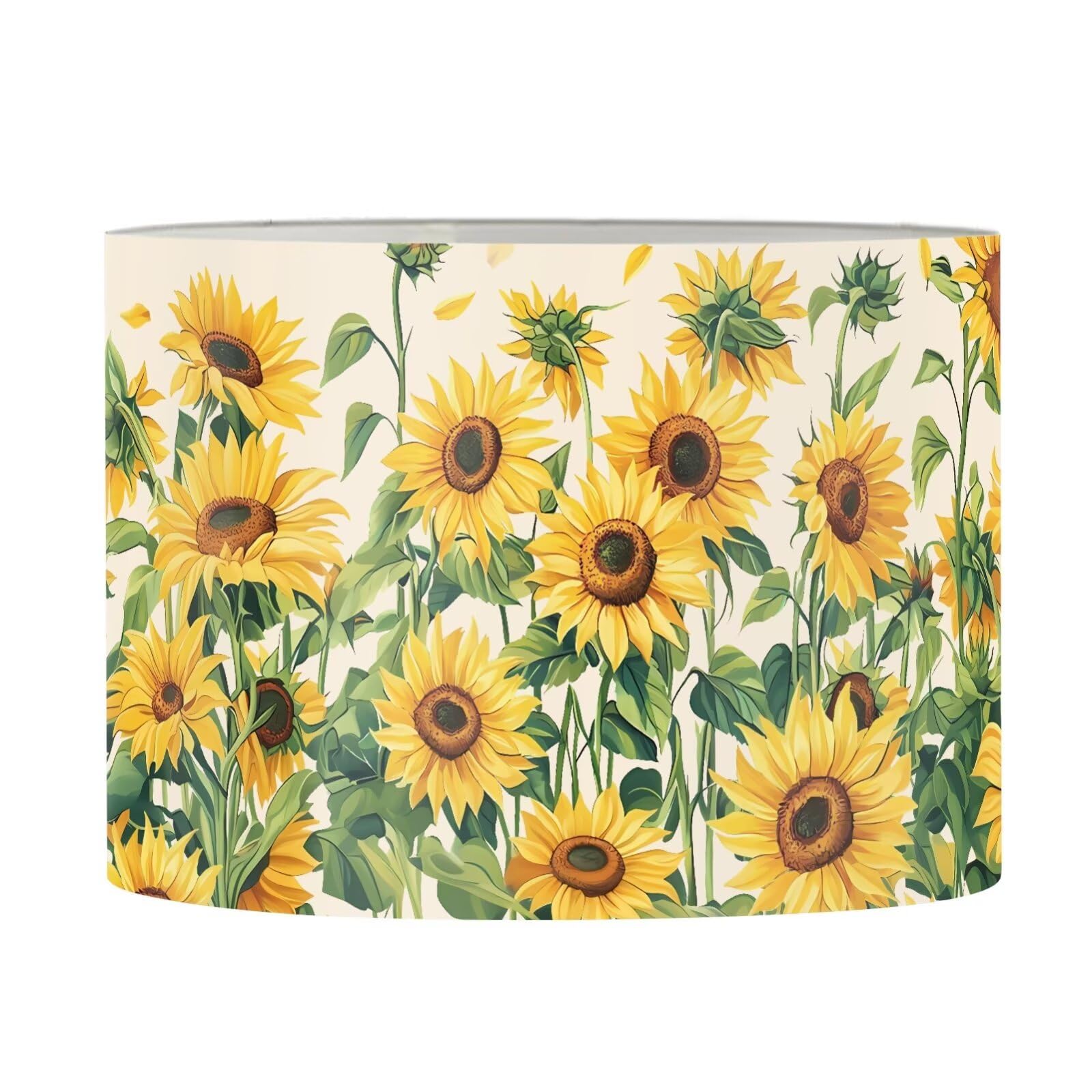 FANCOSAN Sunflower Drum Lampshade Cover with Spider Replacement Shade for Table Desk Bedside Nightstand Living Room Bedroom Study Dorm Decor S