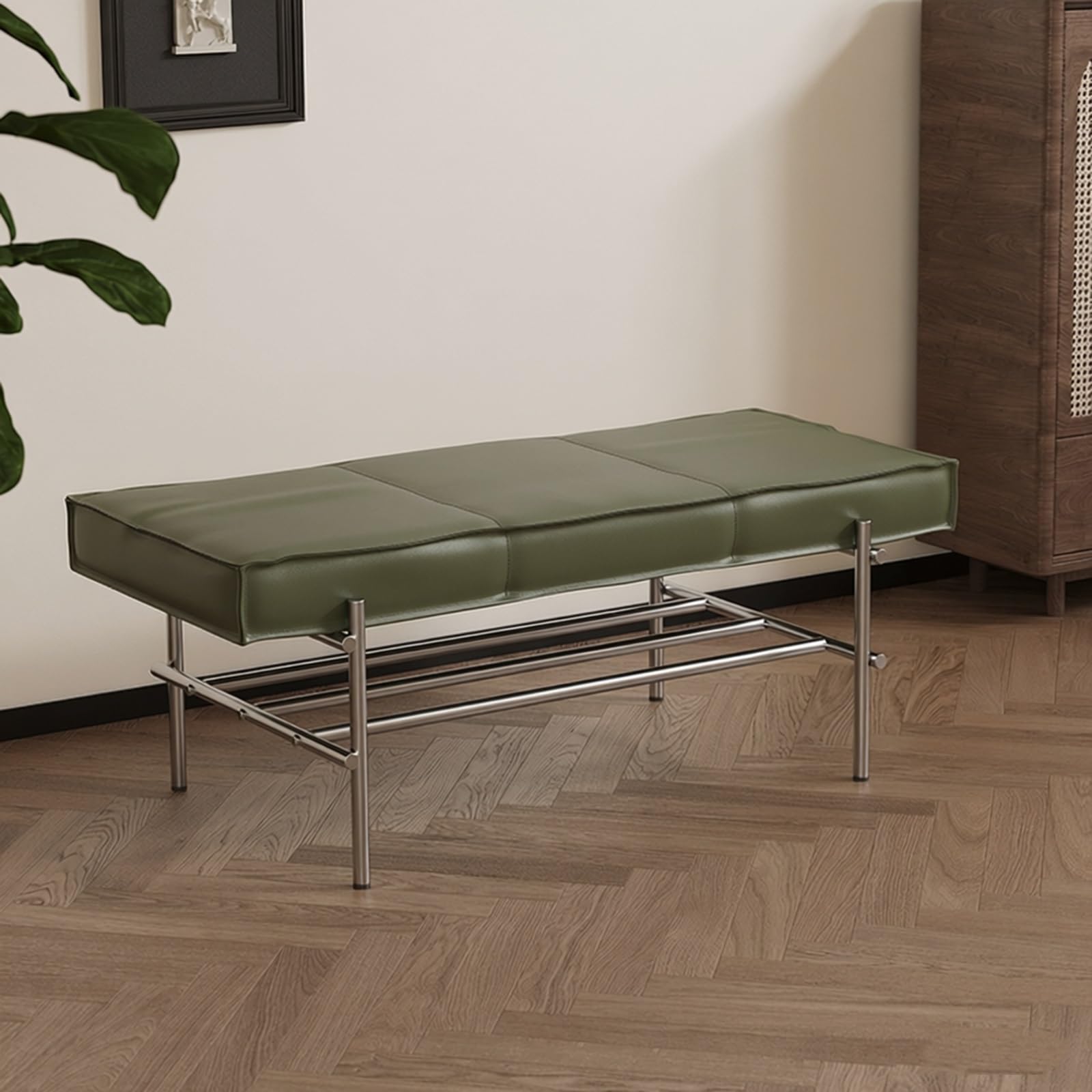 Banc de rangement rectangulaire mobile pour simplifier l'organisation du salon