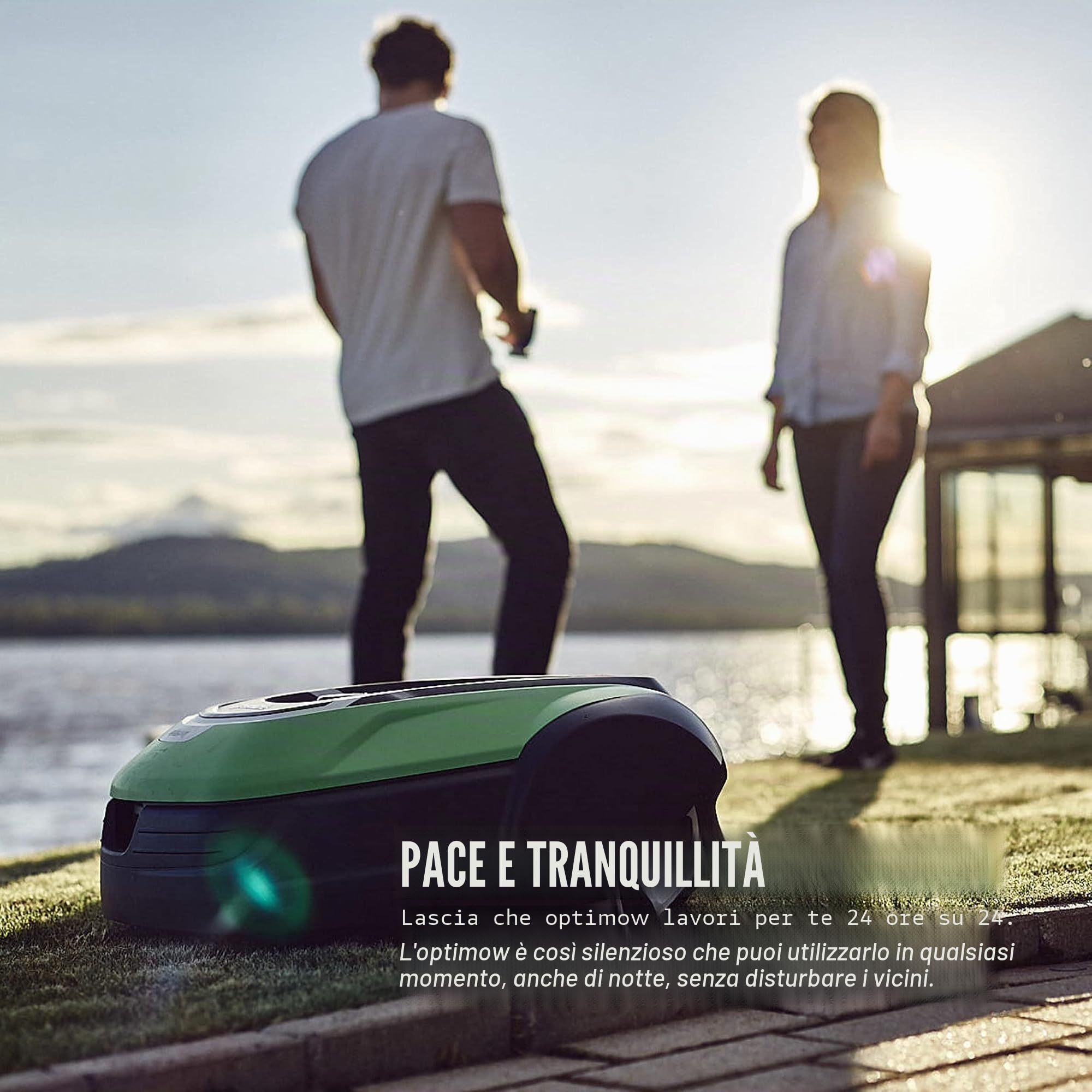 Greenworks Optimow 10 robot rasaerba per prati fino a 1000m2 e Pendenza 35%, silenzioso, Controllato 4G, funzioni di sicurezza avanzate, protetto da durto, 3 anni di garanzia