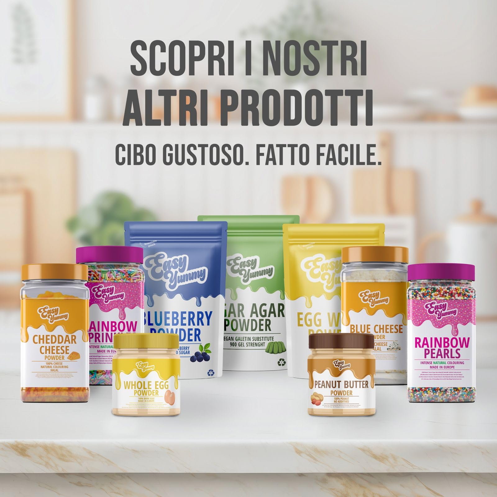 EASY YUMMY - Albume d'uovo in polvere per la cottura (500 g), 100% uova in polvere