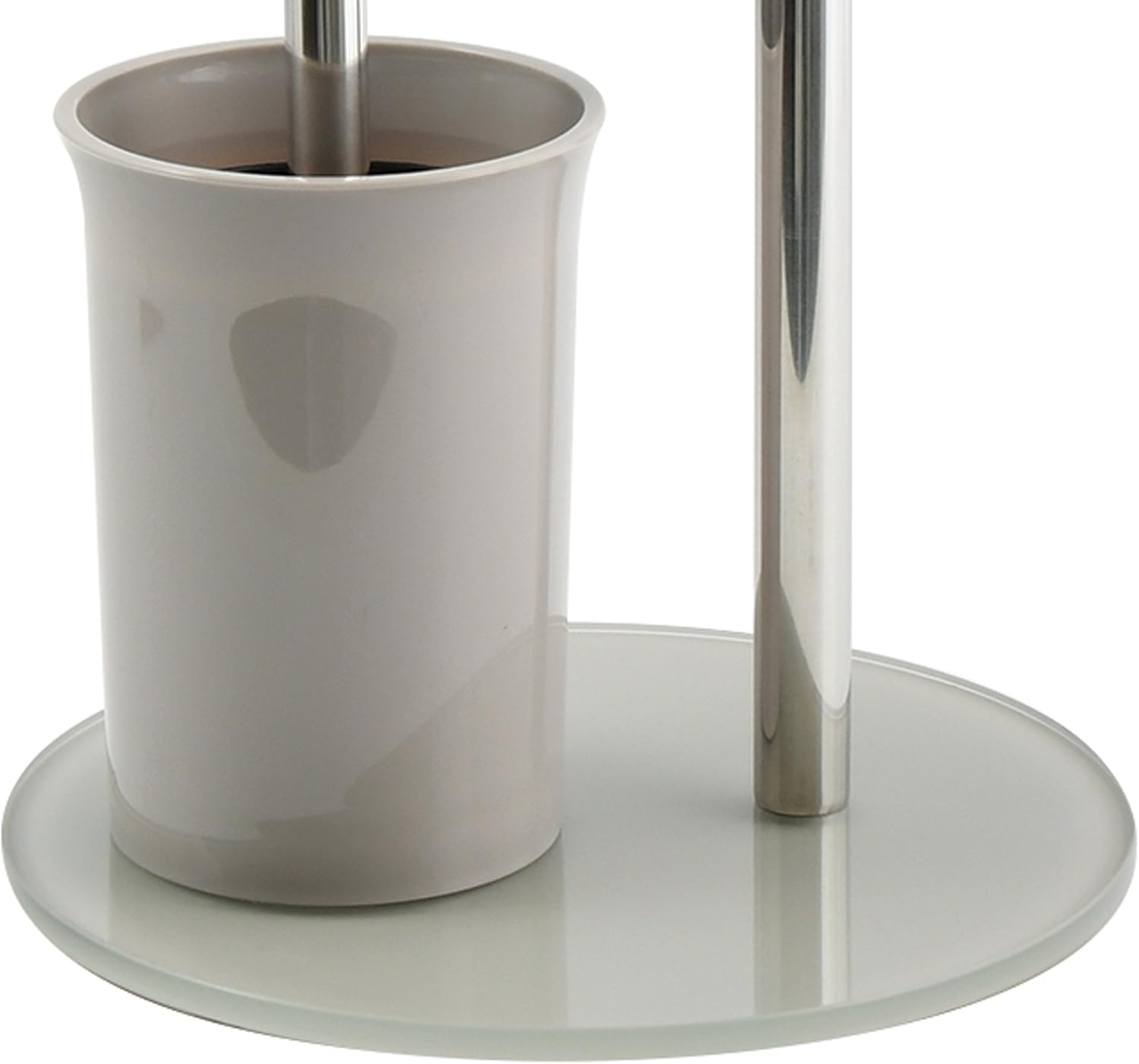MSV Bergamo 3-in-1 Toilet Roll Holder Stainless Steel and Glass Holder Taupe