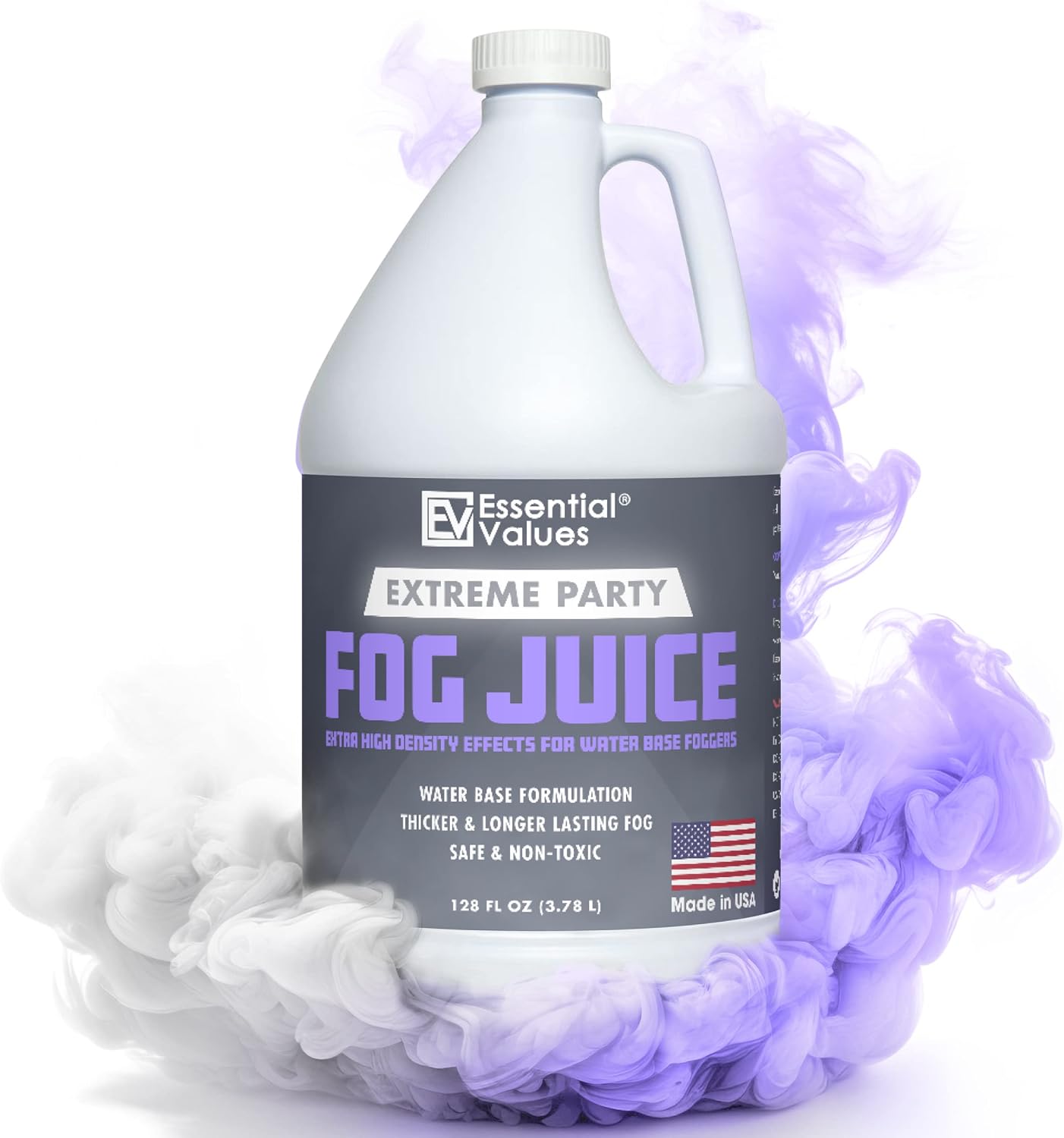 Fog Machine Fluid - Extreme High Density (128 FL OZ / 1 Gallon), Made in USA – Produces White-Out Conditions with Lasting HEAVY Fog for Water Based Foggers, Designed for 700 Watts+ Fog Machines