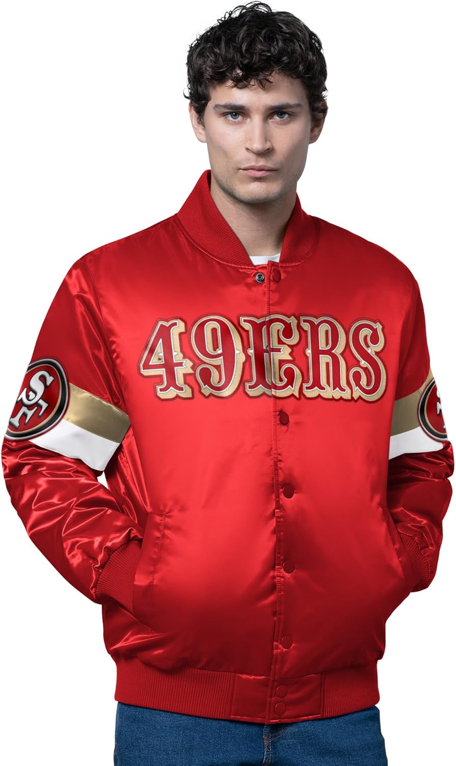 STARTER Men's NFL Triple Option Satin Varsity Full-Snap Jacket
