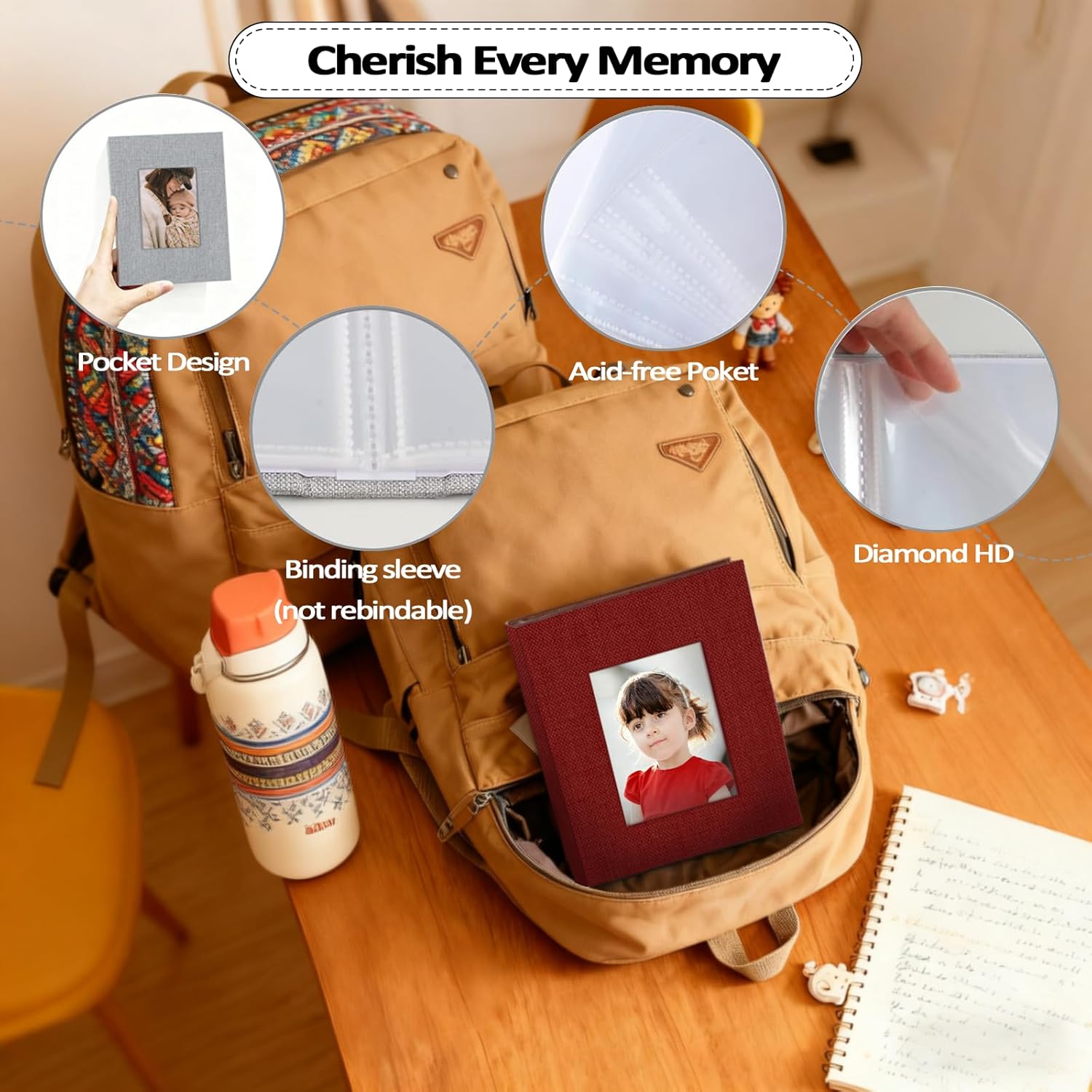 Popotop 2 Pack Photo Album 4x6 Pictures, Small Linen Slip-in Photo Albums Book for 80 Photos with 40 Pockets, Birthday Gifts for Women Mom Family Baby - Image 5