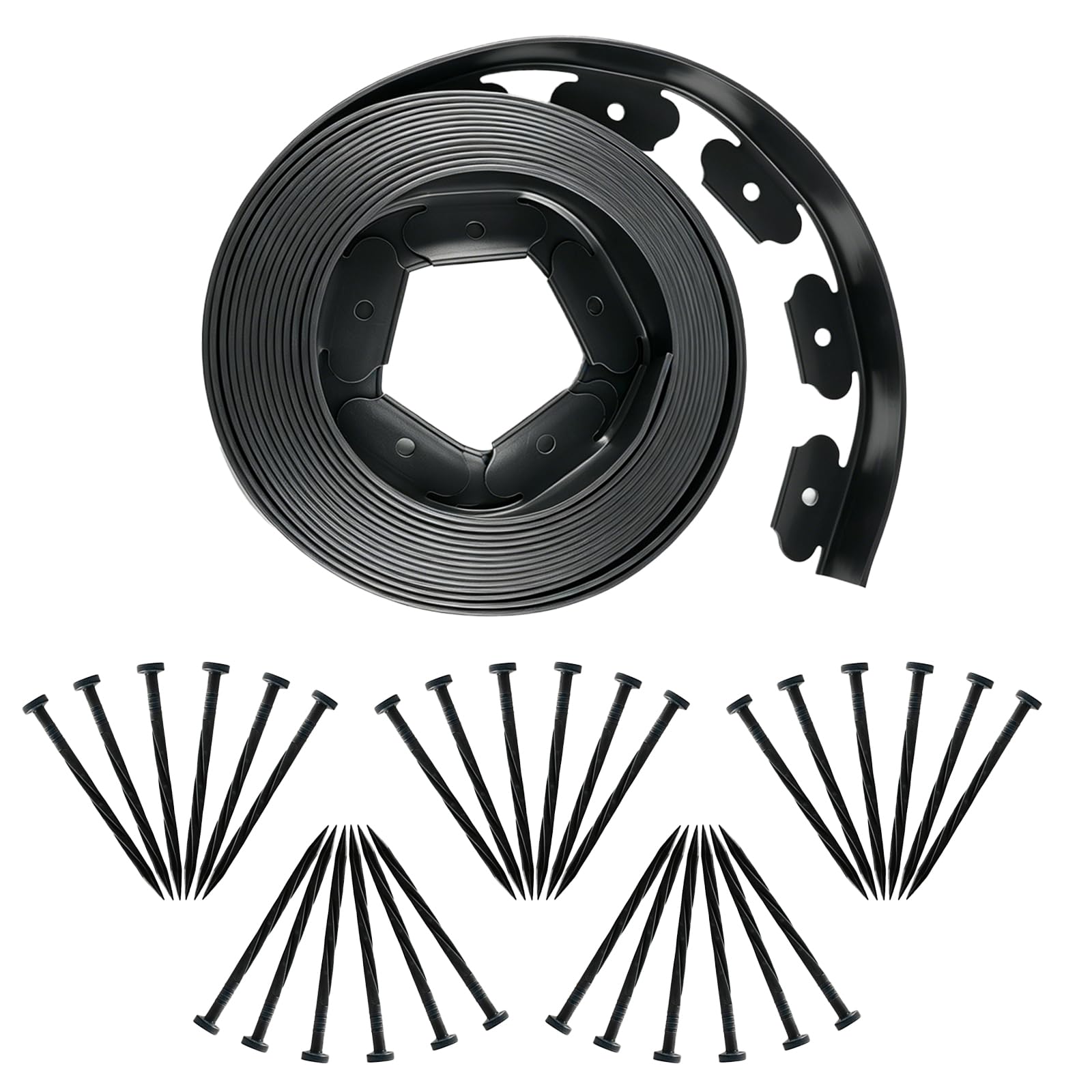 TQIOQIY Garden Edging Border 10M, Flexible Black Plastic Lawn Edging 5cm Height, No Dig Landscape Edging with 30 Stakes for Flower Bed Pathway Driveway Yard