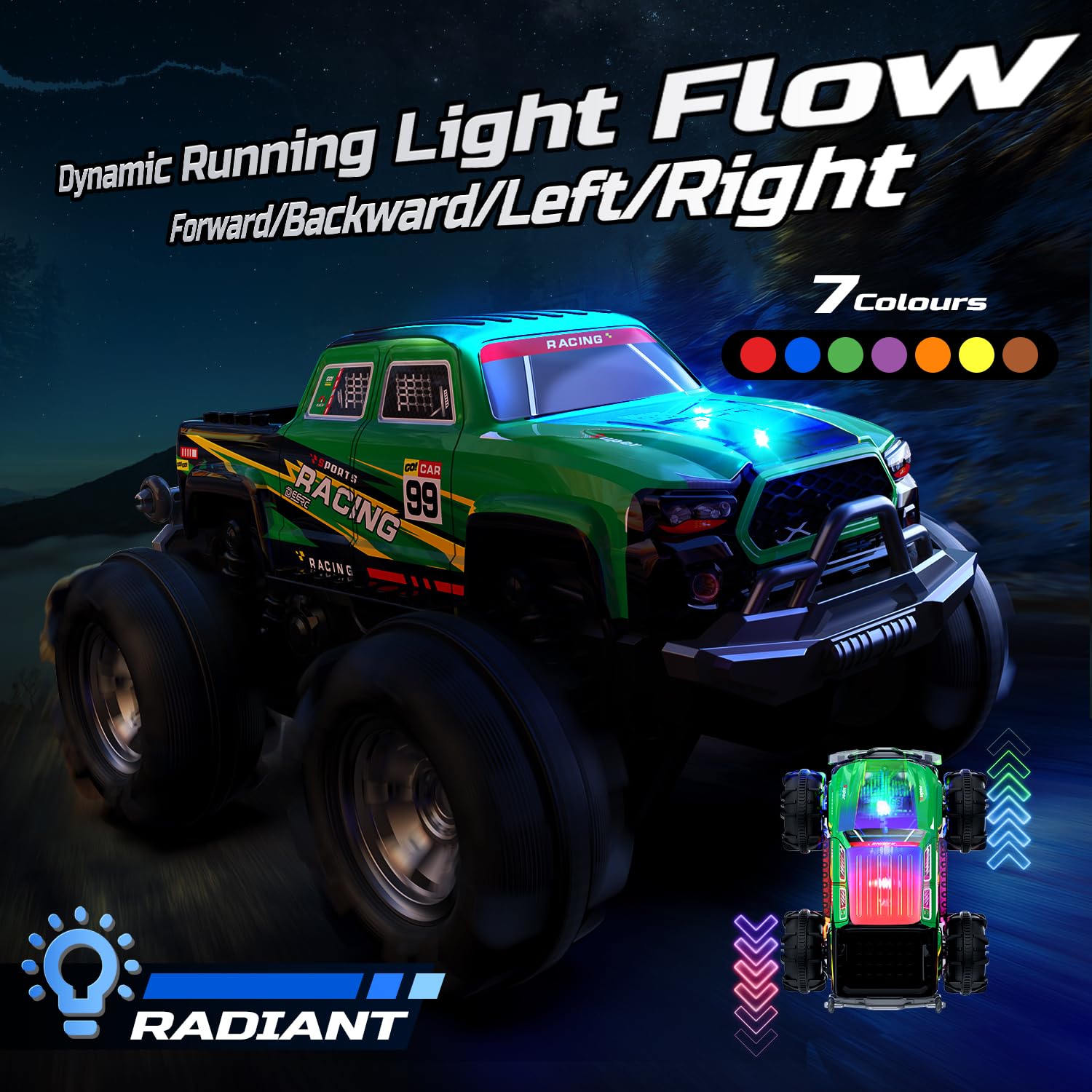 DEERC BG028 Amphibious RC Monster Truck/Boat, IPX7 Waterproof Remote Control Car W/Gesture Sensing Control - Image 2