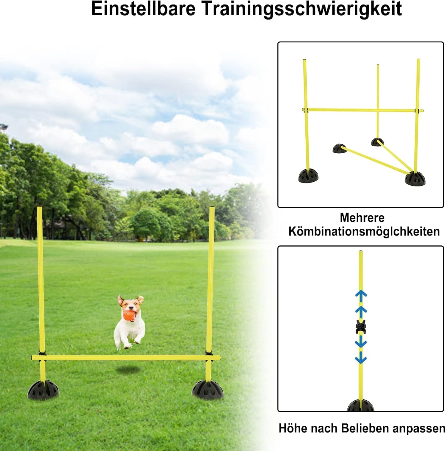 Lot de 15 barres d'entraînement pour saut, dribbling et agilité - 10 pieds - Jaune