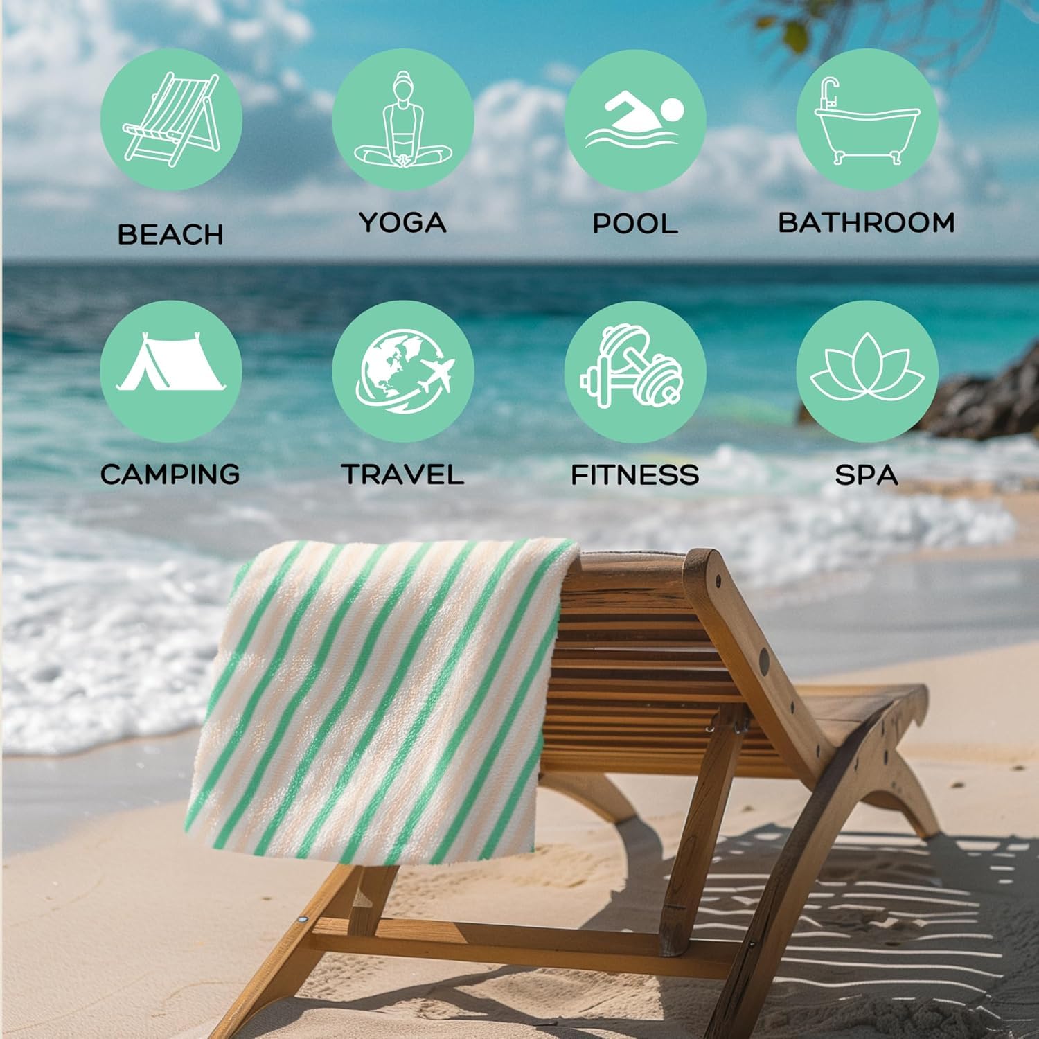 RB INTERNATIONAL Beach Towel with Bag, Microfiber Waffle Construction Double-Sided. Sand-Free, Quick-Dry - Image 4