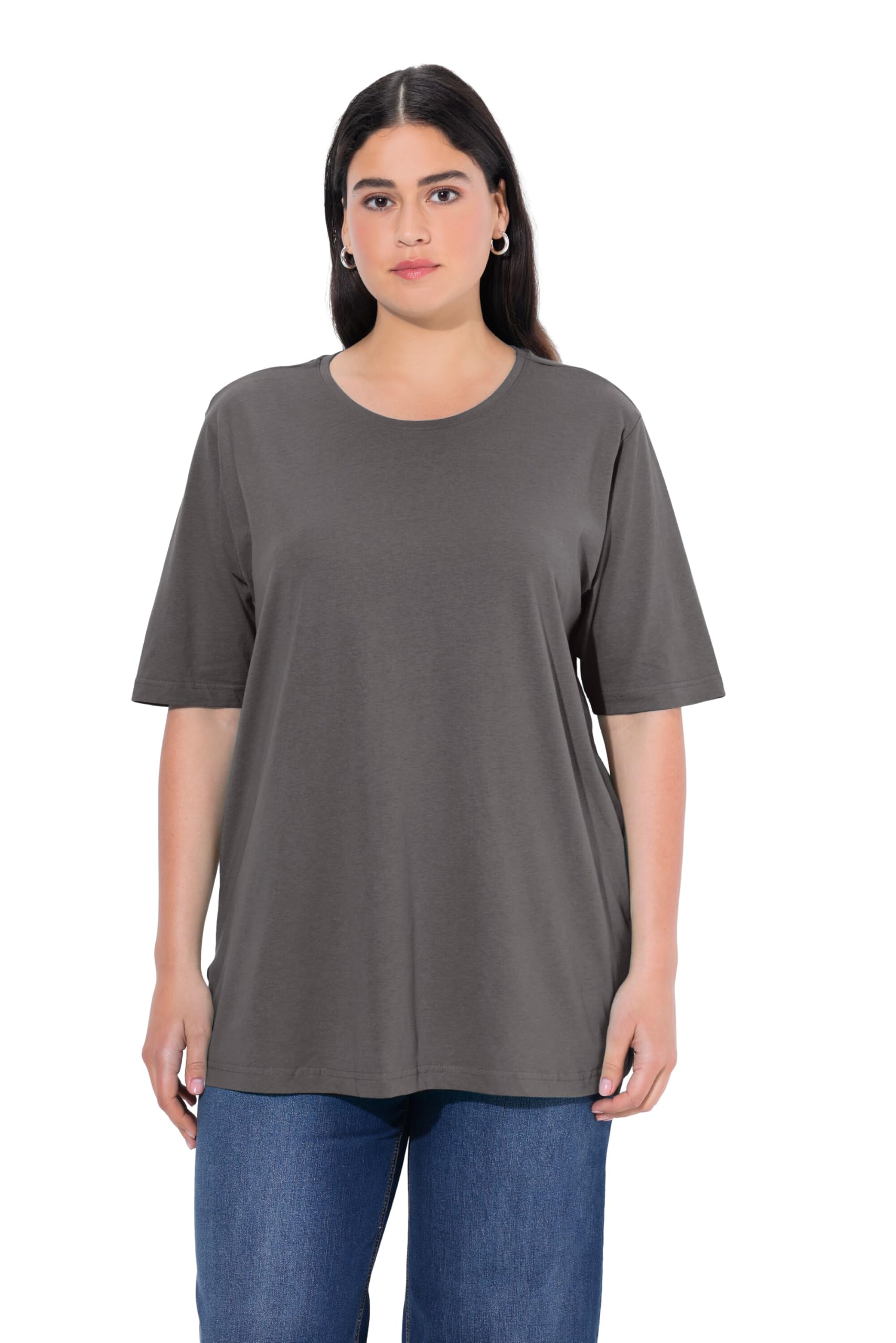 Ulla Popken Women's Basic-Shirt, Rundhals T-Shirts, Graphitgrau, 62-64