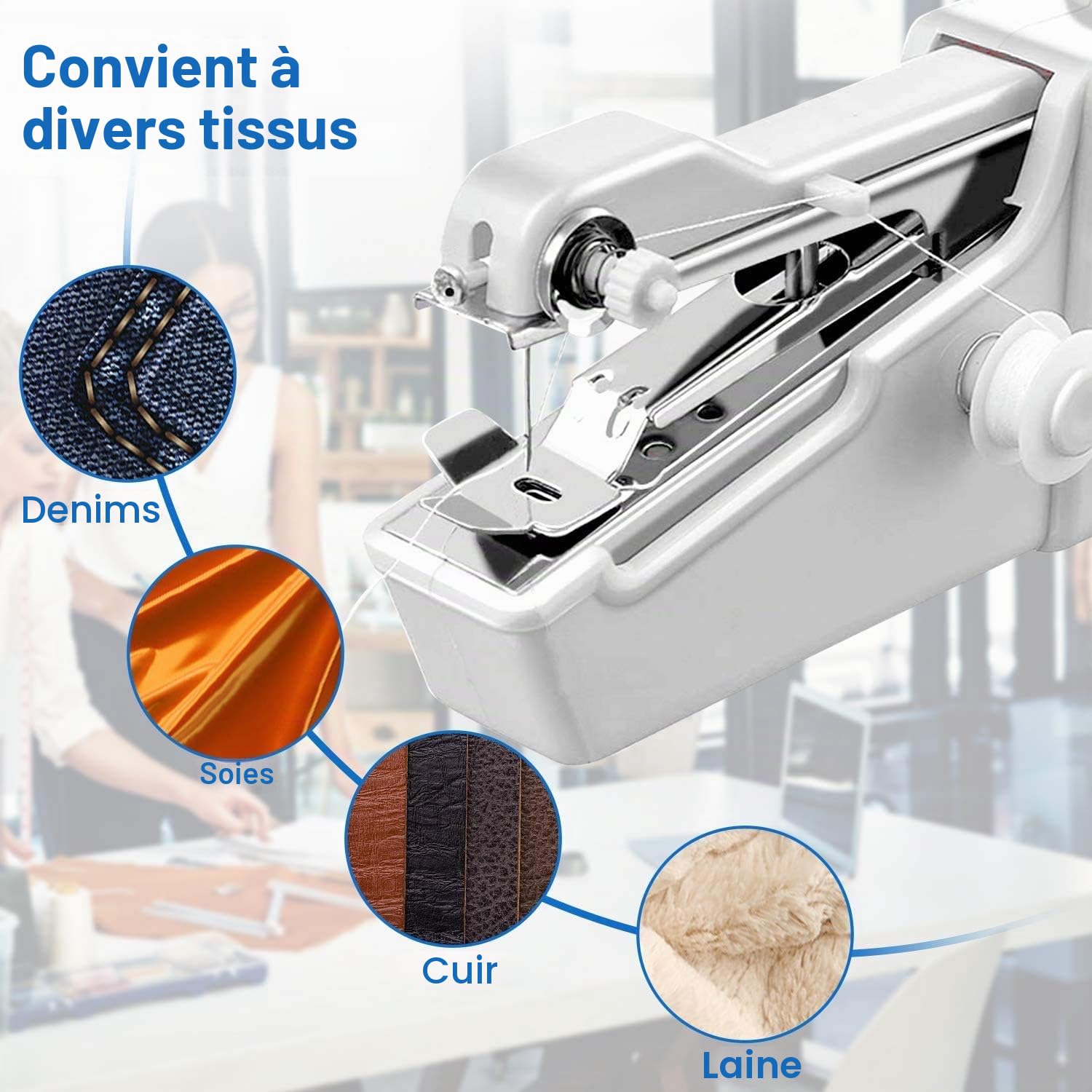 Machine à Coudre Manuelle, Mini Machine à Coudre Électrique Portable à Couture Rapide pour Adultes, Facile à Utiliser, Compacte et Légère, Idéale pour Vêtements, Tissus, Maison & Voyages