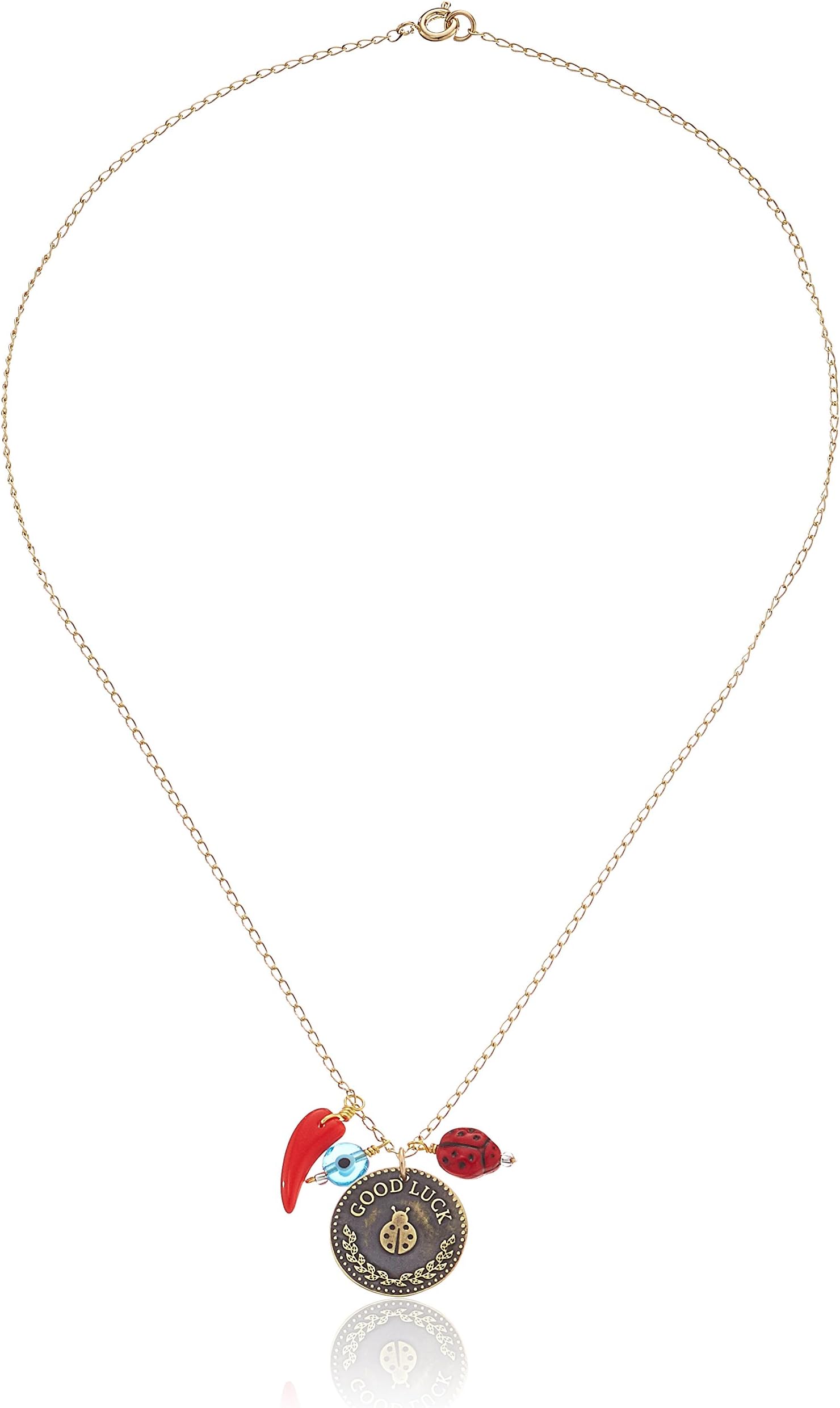 Mercedes Salazar "Multicharms" Good Luck with Fang and Evil Eye Pendant Necklace