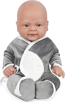 Vollence 14 inch Full Body Silicone Baby Dolls,Not Vinyl Dolls,Soft Realistic Real Silicone Baby Doll Bald, Lifelike Newborn Platinum Silicone Baby Doll - Boy