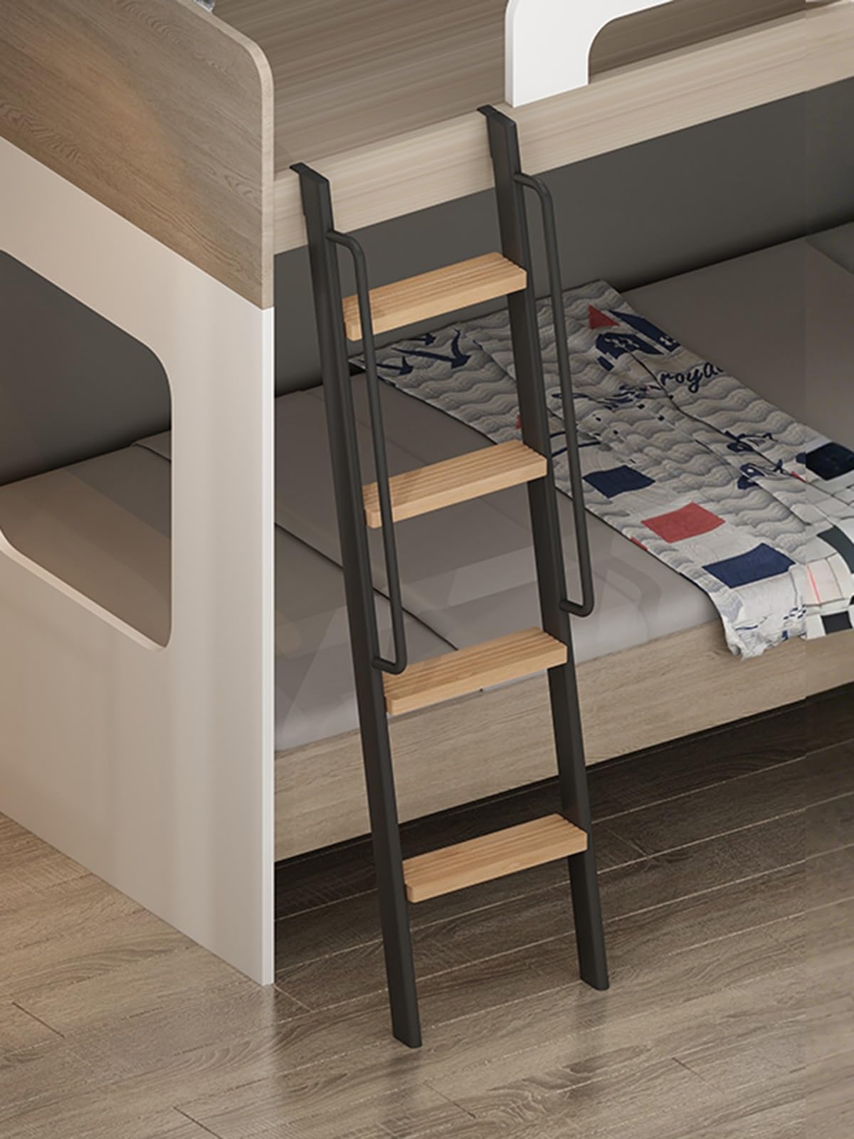 Escalera para literas con asa y peldaños Antideslizantes para dormitorios, caravanas, Camas Altas, Camas Individuales y autocaravanas: escalones Extra Profundos para Mayor Seguridad y comodi