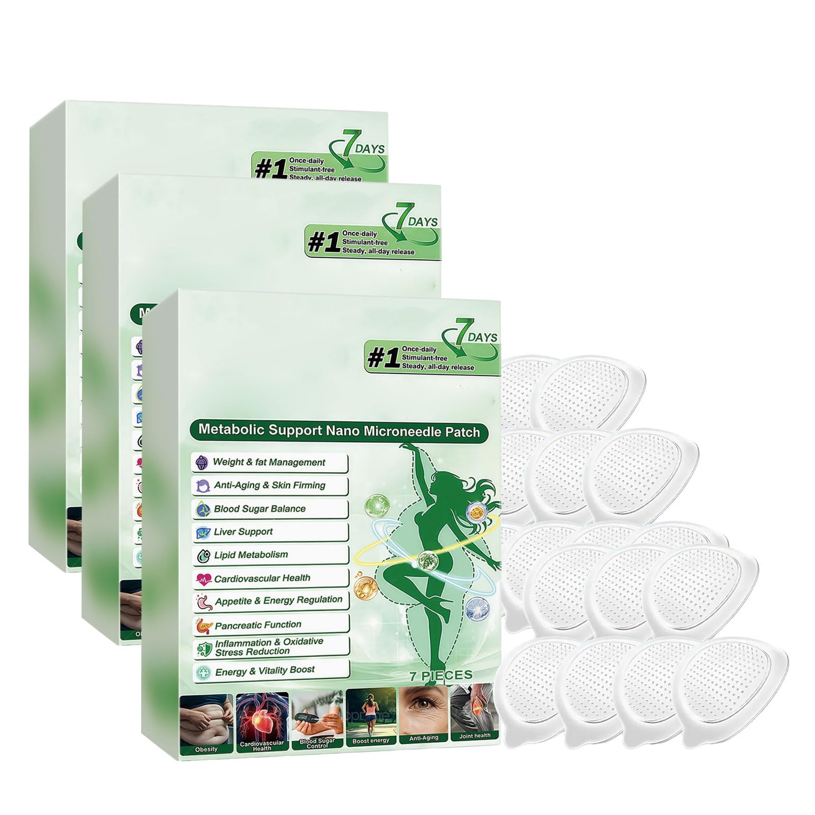 Aoseiens Men's 3 Box Moringa 10 In 1 Advanced Nano Microneedle Patch, Weight Loss Patches, Natural Metabalance Patch, Microneedle Patches For Metabolics System, Gentle Soothing Slimming Patchess For And Wo