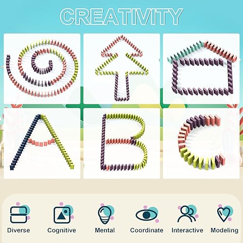 Miniatura 6 de Geohee Dominoes - Juego de juguetes automáticos de tren de dominó, 180 piezas, juego creativo de bloques de tren de dominó, juguete de construcción