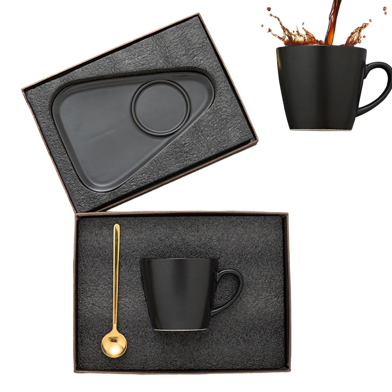 Tasse und Untertasse, Espressotassen Mokka-Espressobecher, hitzebeständige | Kaffeetassen-Set mit Untertassen und Löffeln für Freundin, Ehefrau, Freundin, Schwester, Tochter