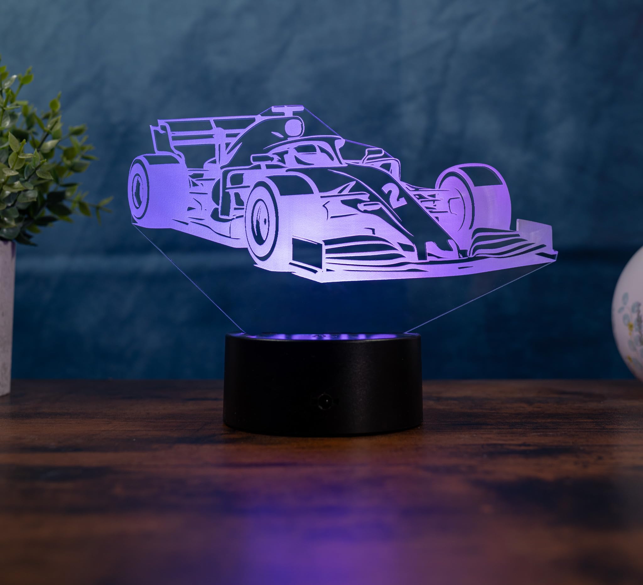 Formel 1 Lampe – LED Rennwagen Nachtlicht | Motorsport Geschenkidee für Männer, Kinder & Rennsport Fans | Auto Deko Licht
