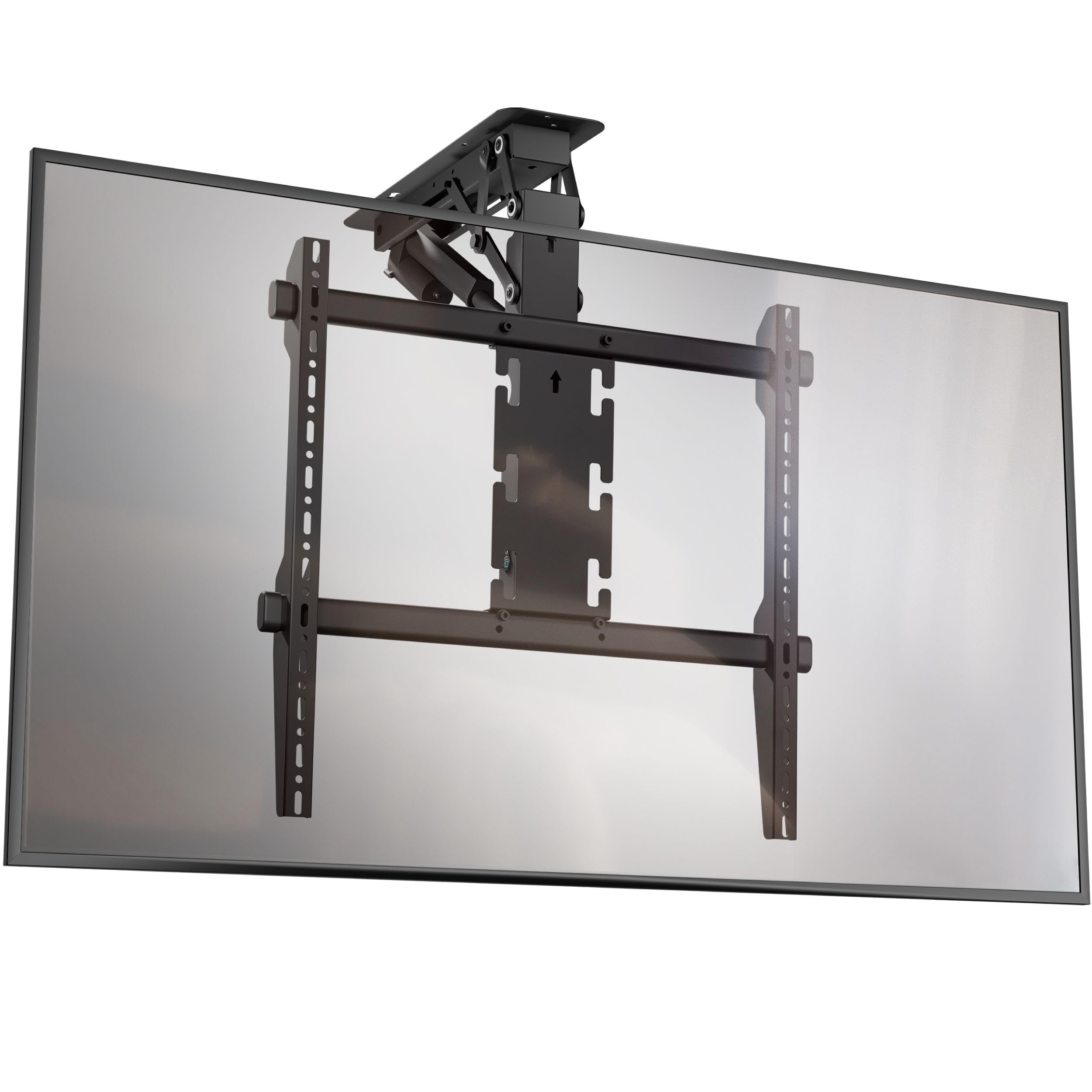 ONKRON Support TV Plafond Motorisé pour 50-75 Pouces Téléviseur Jusqu’à 40 kg, Support Tele Motorisé VESA 200x200-600x600, Accroche Tele Electrique, Fixation Television sous Pente Noir N3LE-B