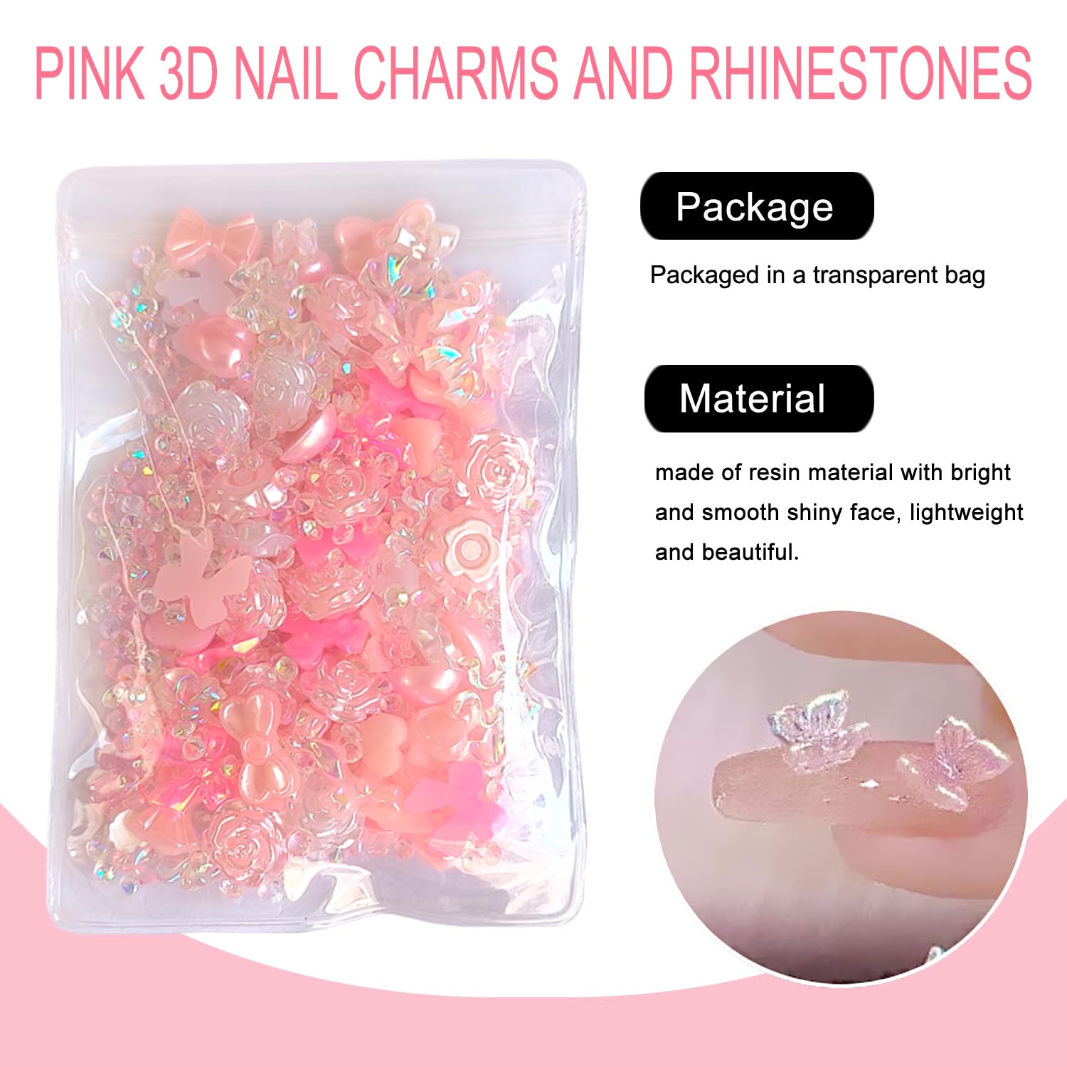 Breloques à ongles multi-styles à dos plat en résine strass perles pour bricolage