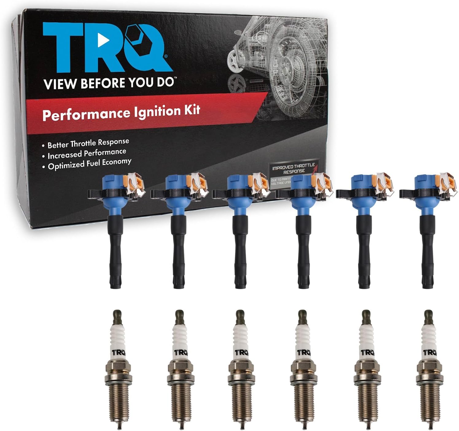 TRQ Ignition Coil and Spark Plug Kit 12 Piece Compatible with 1996-2003 BMW 328i 328is 528i Z3 323i 323is M3 323Ci 328Ci 325Ci 325i 325xi 330Ci 330i 330xi 530i X5
