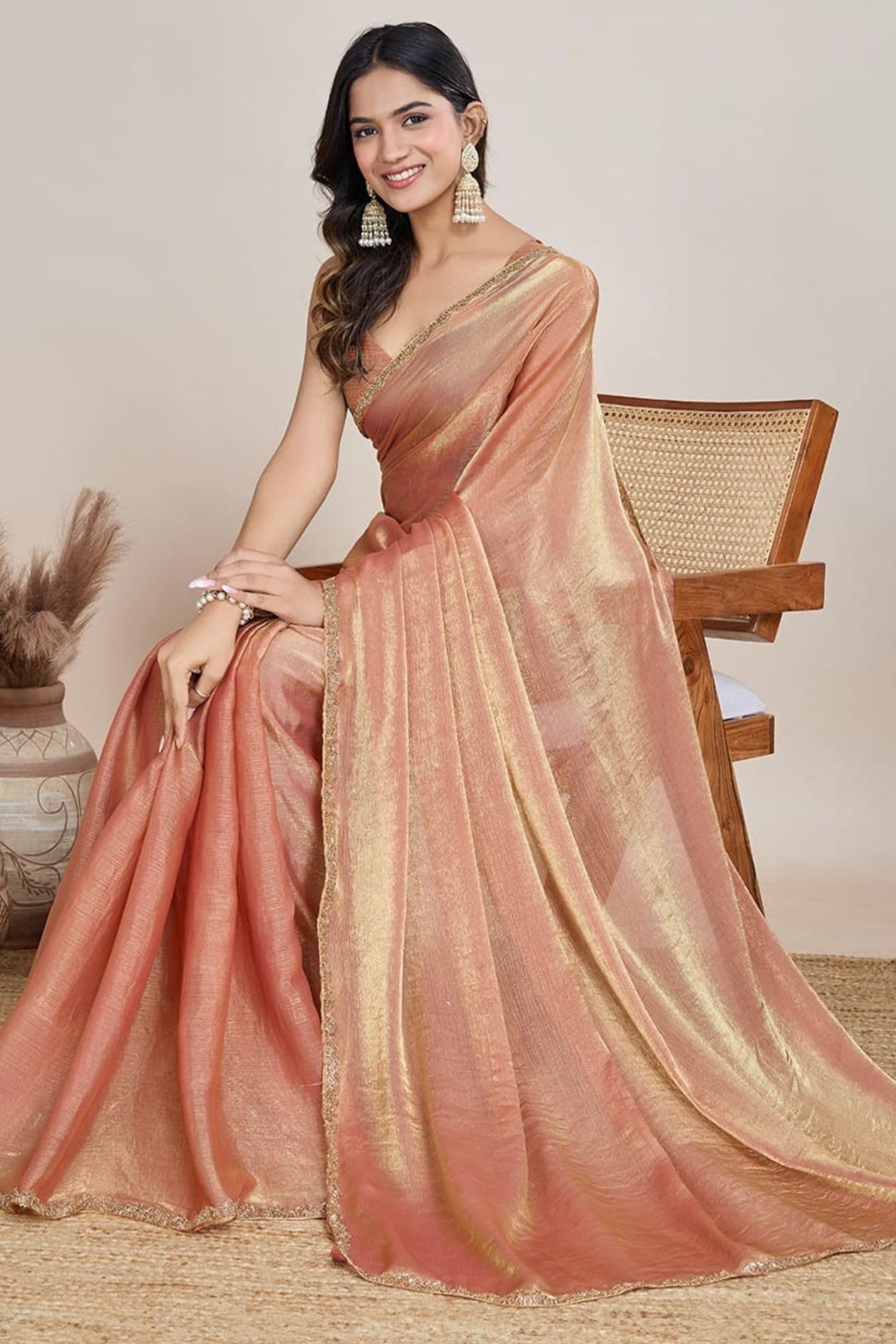 SGF11 Women's Tissue Pure Soft Silk Saree With Unstitched Blouse Piece product image 4