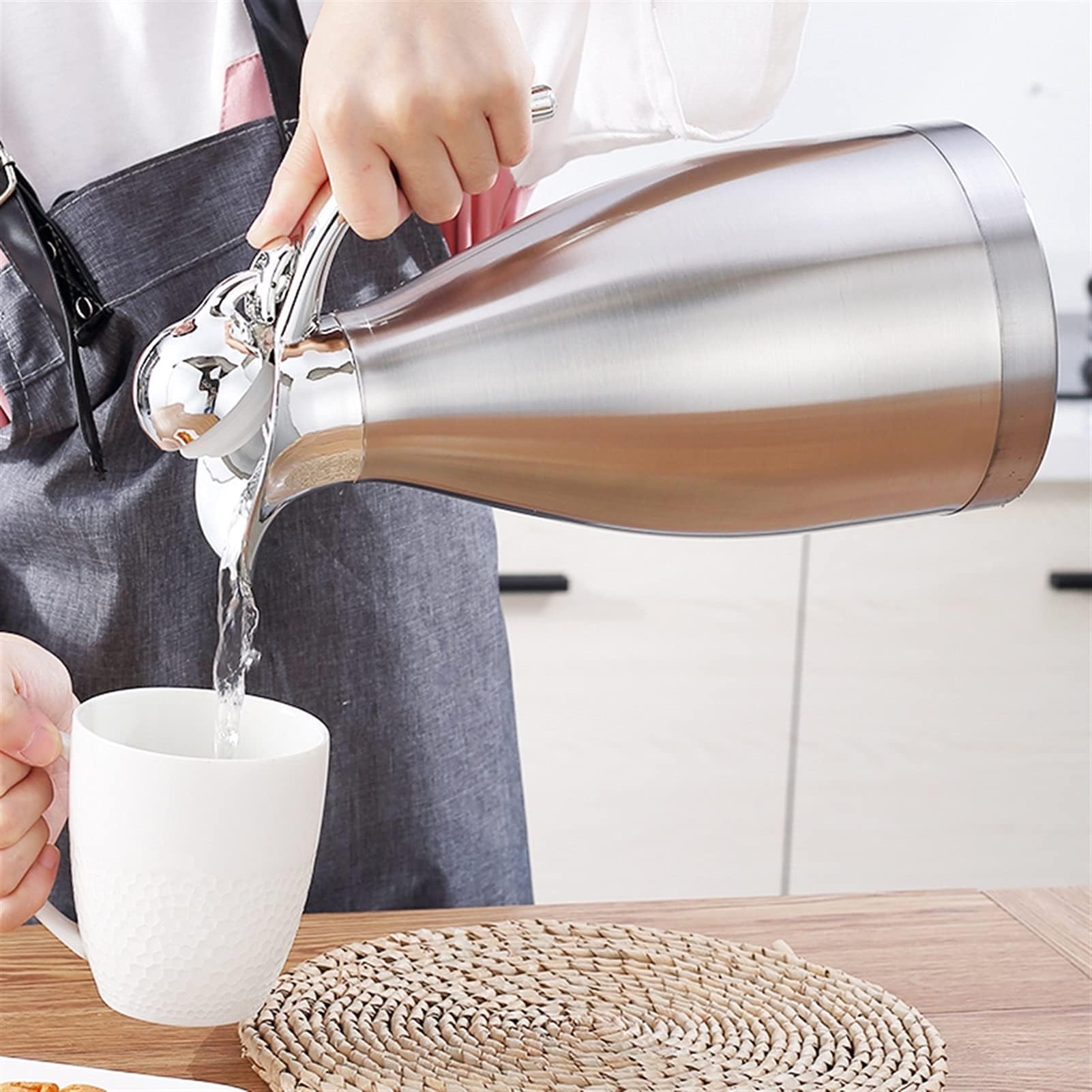 Izolowany dzbanek do herbaty JugCoffee, podwójna ścianka dzbanek do kawy ze stali nierdzewnej dzbanek do herbaty karafka na wodę termos butelki termiczne, izolacja próżniowa 2 l