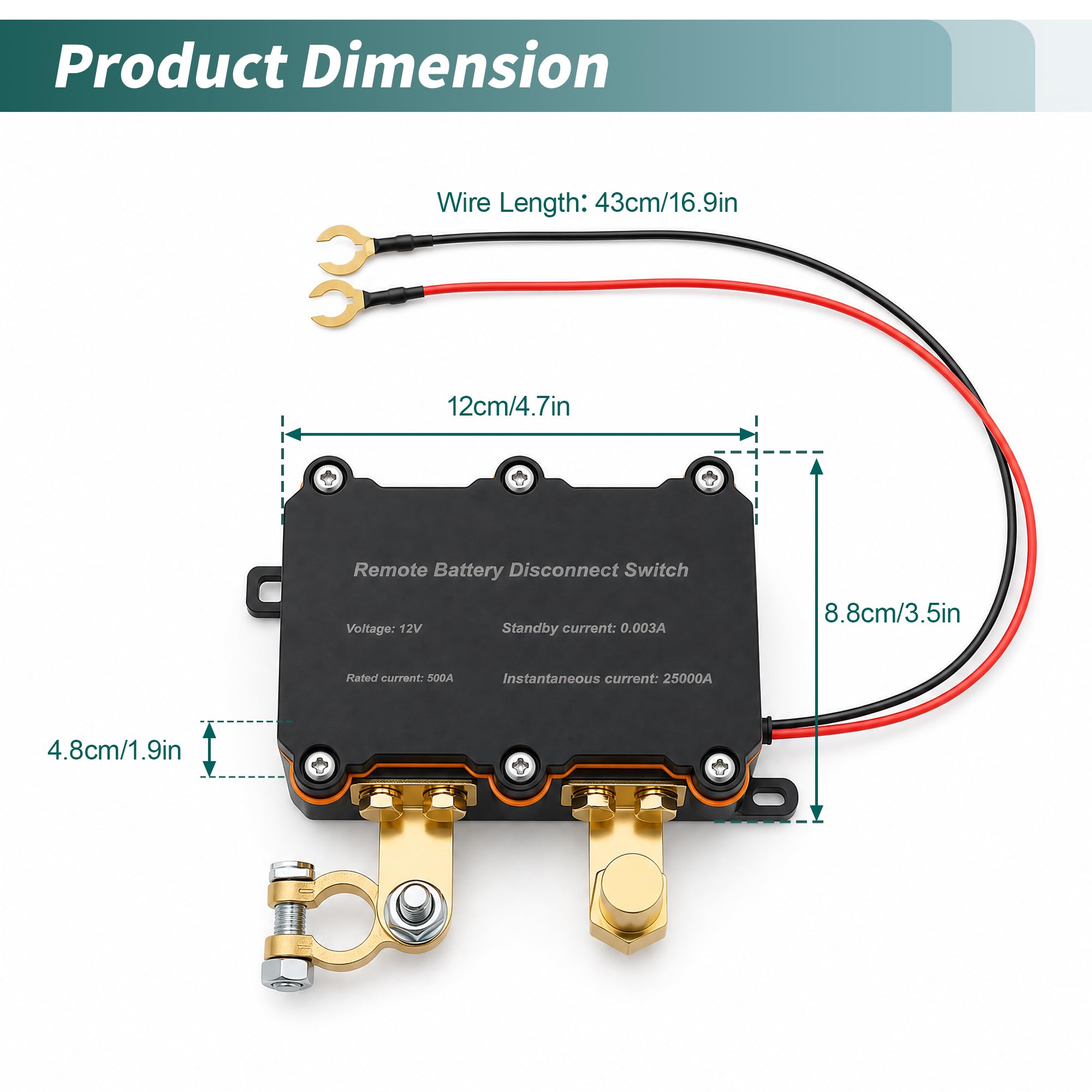 A ABSOPRO Interruptor De Batería Inalámbrico 12V 500A Con 2 Llaves Para Auto RV Camión Bote ATV UTV Camper Anti-Robo Apagado Remoto