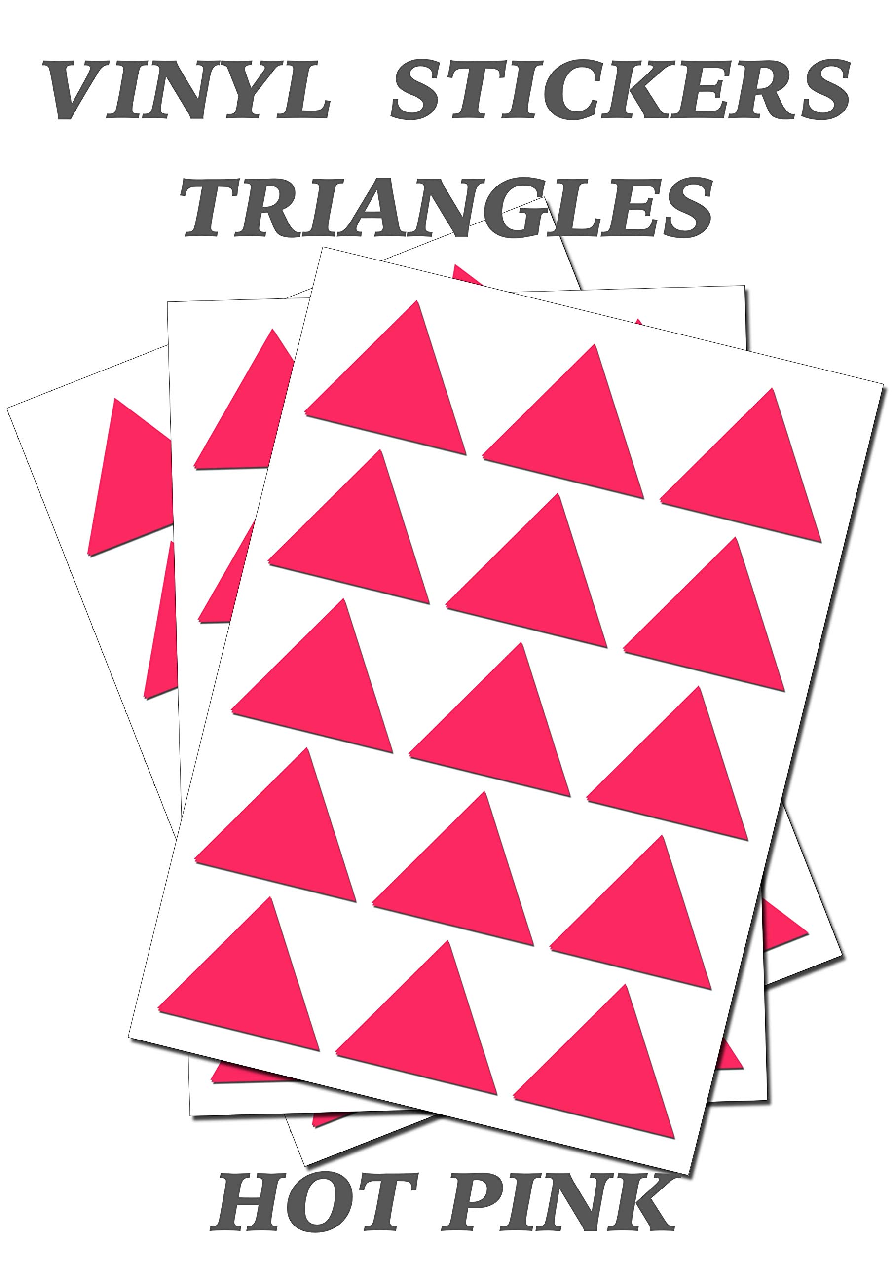 Party Decor Pink 50 Hot Triangles - Removable Self Adhesive Waterproof Durable Vinyl Stickers - Digitally Cut To The Sticker Shape - Size 25Mm