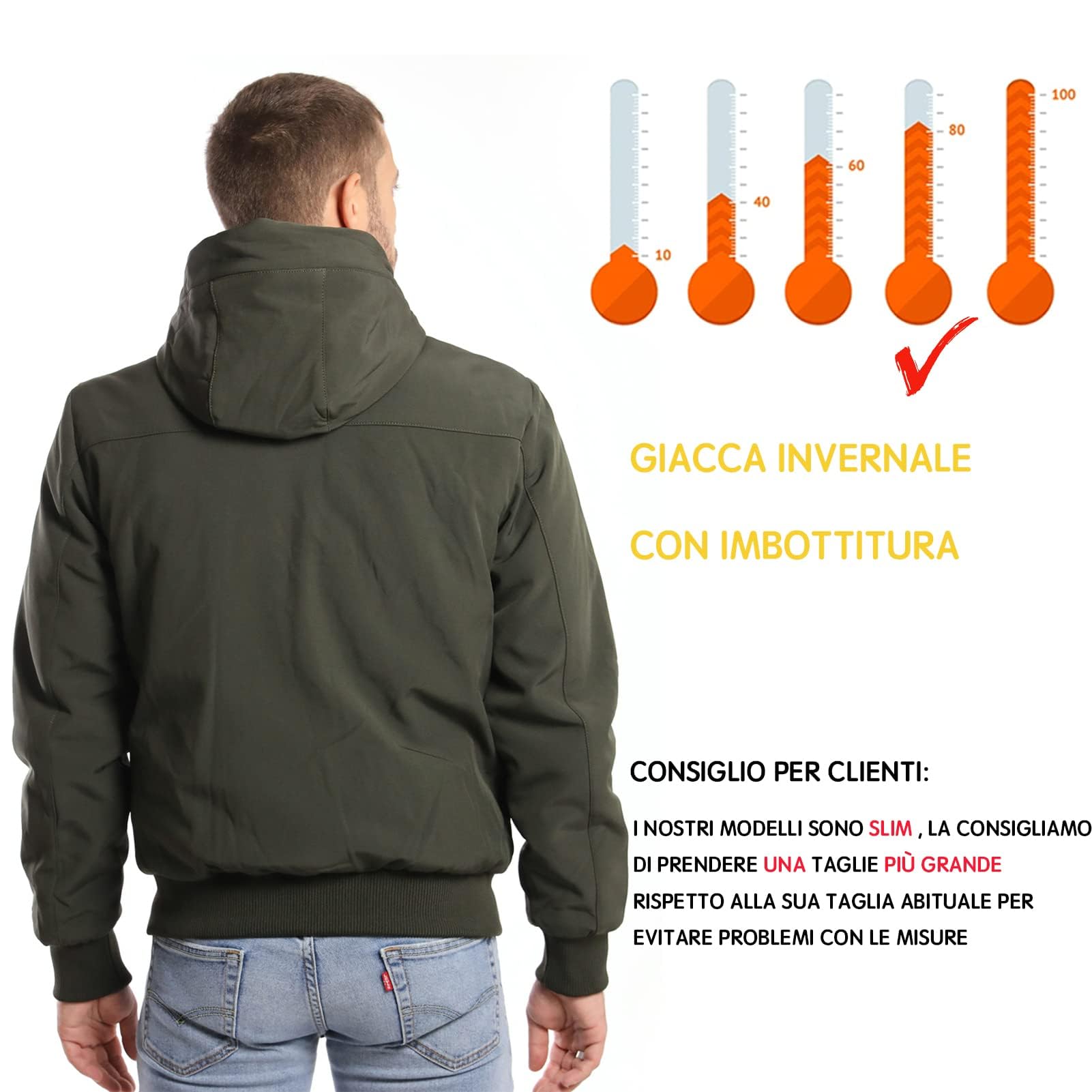 TONY BACKER Giacca Jacket Uomo Invernale Softshell Impermeabile Antivento con Cappuccio Giacca Calda Giubbotto Uomo Trekking Casual 3351
