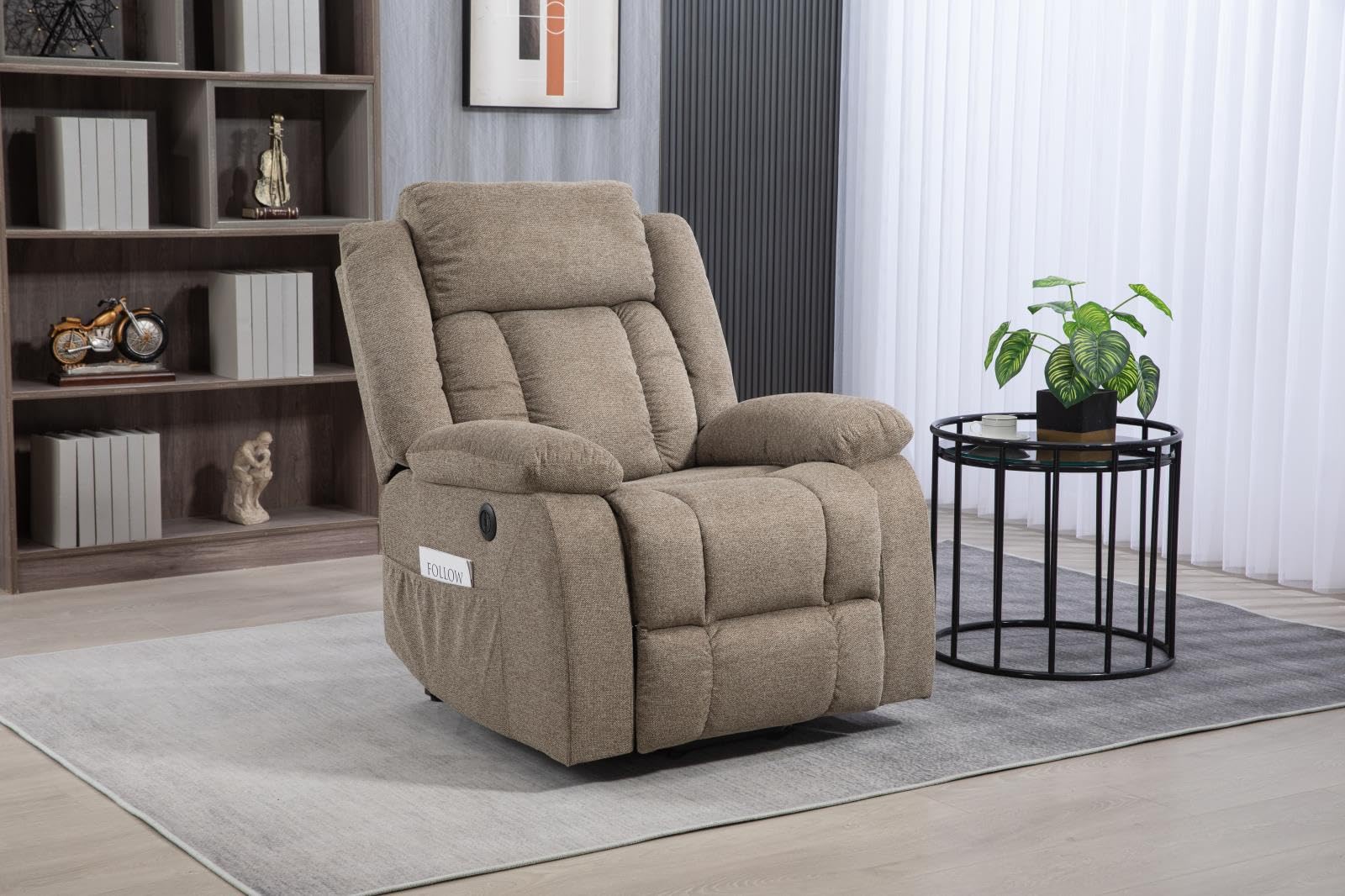 DUPI Sillón Relax Eléctrico California | Elevable y Reclinable con Motor | Fácil Montaje en 2 Minutos | Sistema Antivuelco | 100% Poliéster (Capuchino)