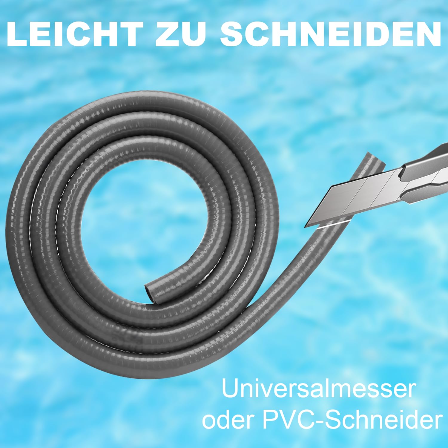 10 m PVC Flexschlauch Ø 50mm Wasserpfeife Teichschlauch, Klebeschlauch für Garten, Pool, Teich