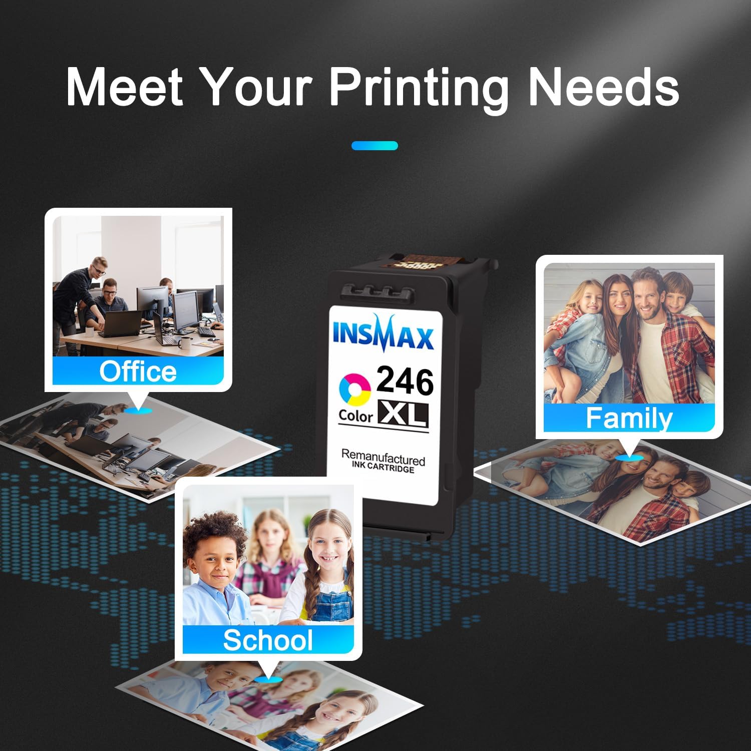 CL-246XL Color Ink Cartridges Replacement for Canon 246 XL CL-246XL High Yield Compatible to iP2820, MG2420, MG2924, MG2920, MG3020, MG2525, TS3120, TS202, TR4520（1 Color）