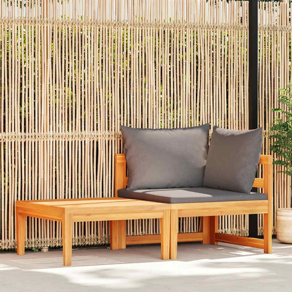 vidaXL Salon de Jardin 2 pcs avec Coussins Gris foncé Bois d'acacia