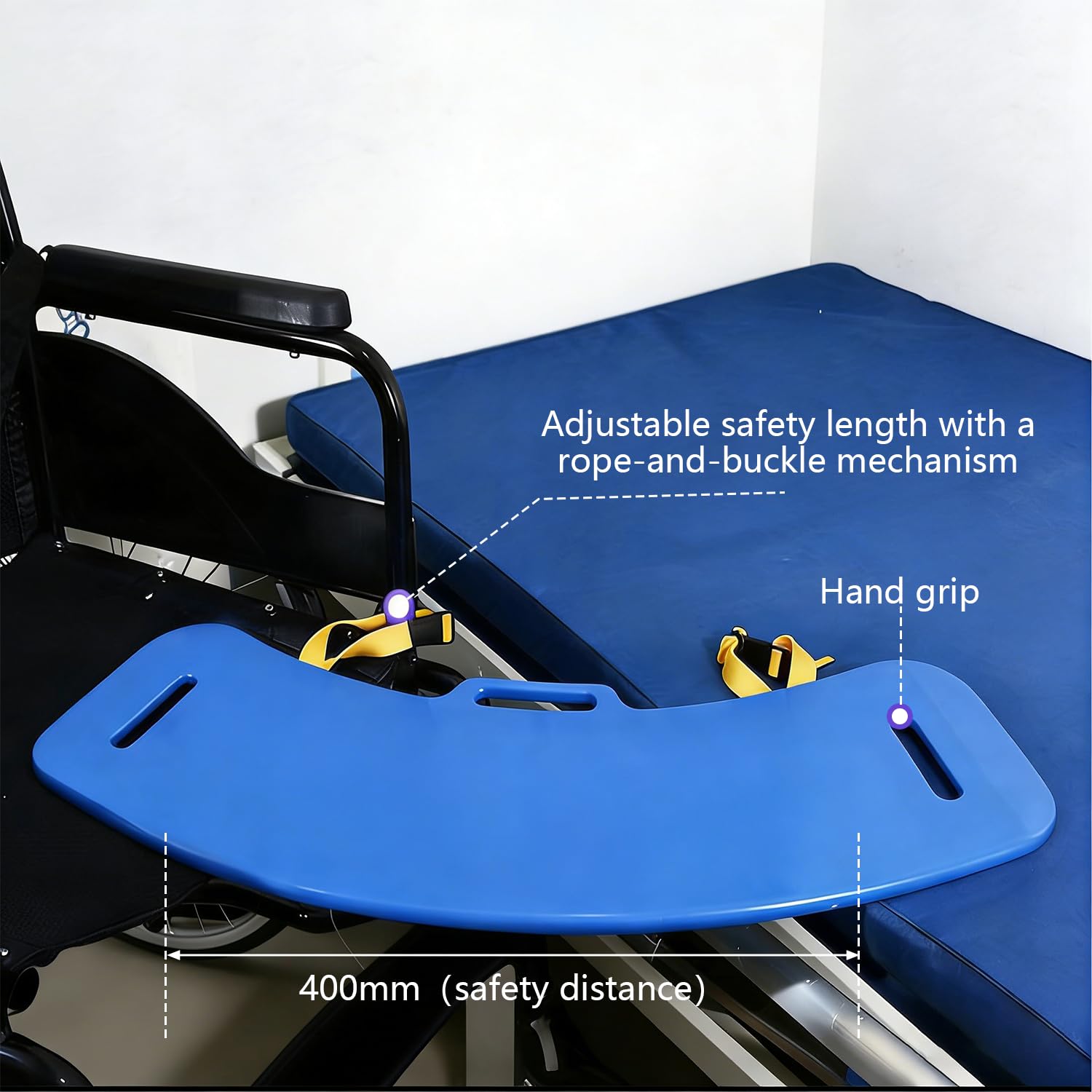 Tabla de transferencia y tabla deslizante, tabla de transferencia de pacientes con asa, tabla deslizante resistente para silla de ruedas para transferir pacientes o discapacitados de silla de ruedas a