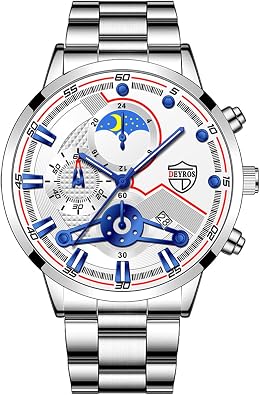 Avaner Mens Stainless Steel Watches Analog Quartz Big Face Business Wrist Watches with Luminous Hands