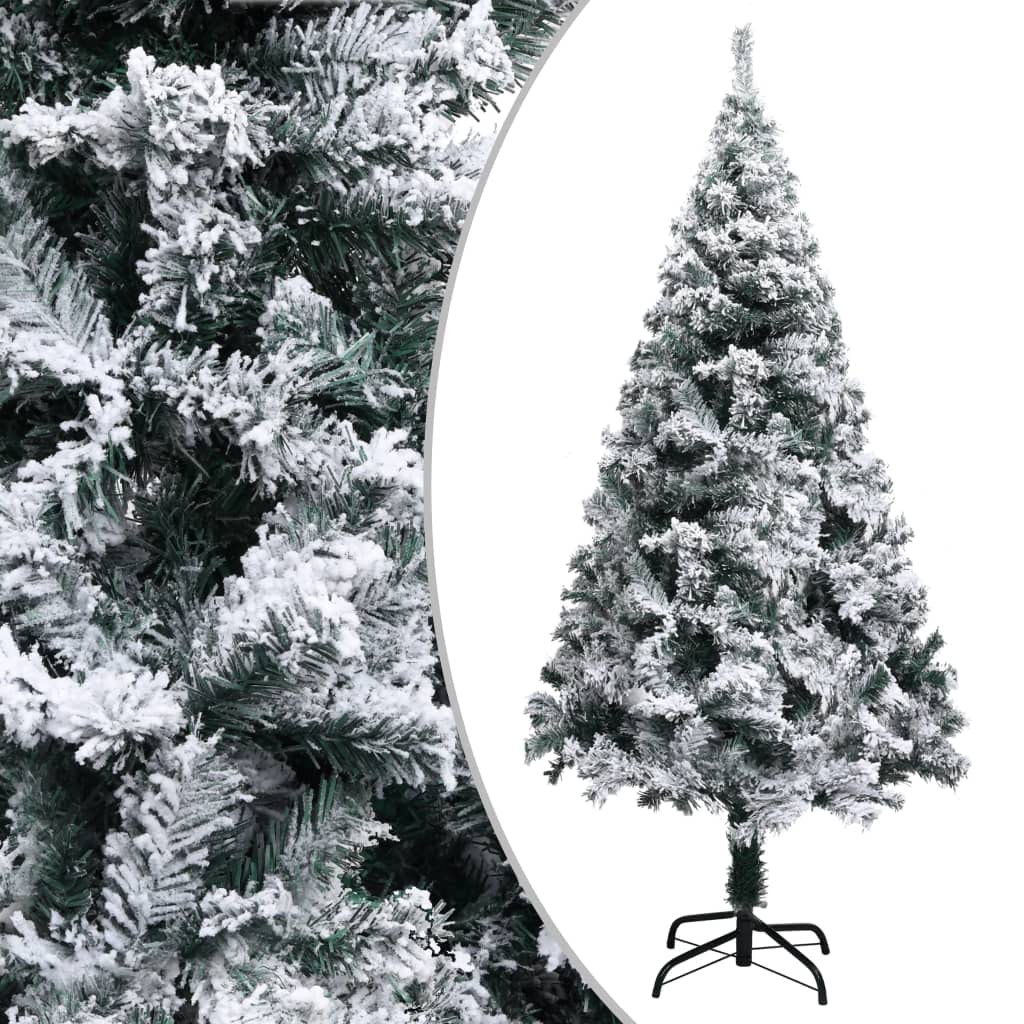 Árbol de Navidad artificial verde nieve, 150 cm, PVC, 680 puntas, ramas extra gruesas, soporte de metal, plegable, para interior y exterior protegido