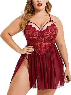 Xivir Plus Size Lingerie Lace Babydoll Womens Strap Chemise Nightgown V Neck Nighty Mesh Sleepwear Side Slit Nightdress Price In India