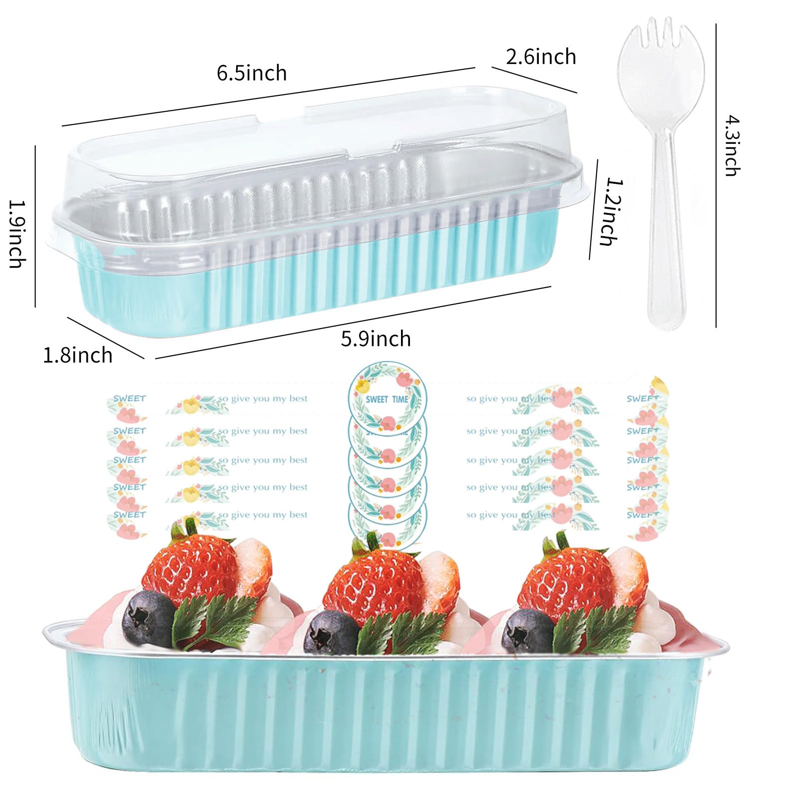 60 Pack Mini Cake Pans With Lids And Spoons, 5oz Square ... - Shein - View #8
